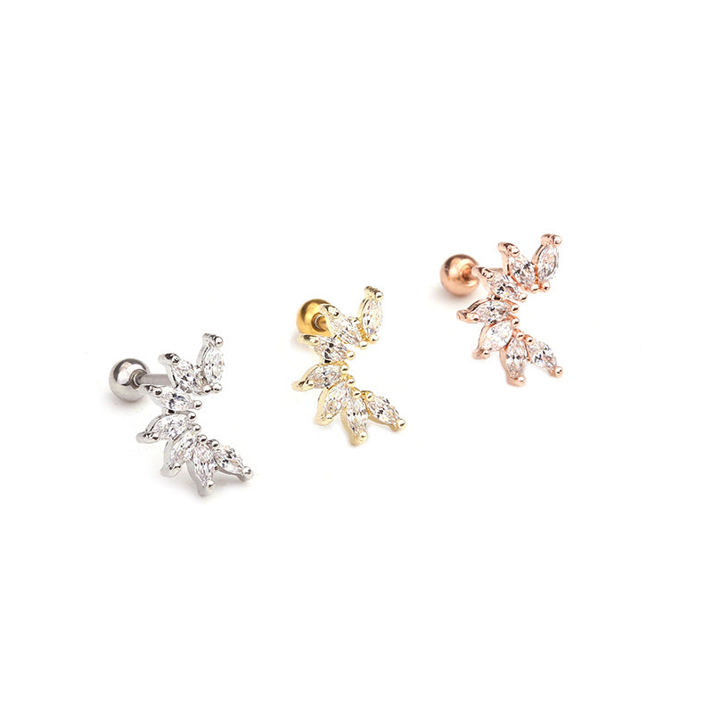 20G Cartilage Curved Stud Earrings - Flat Back Hypoallergenic Crown Earrings for Women | HSPJ1903 | Perfect for Daily Wear, Parties & Special Occasions