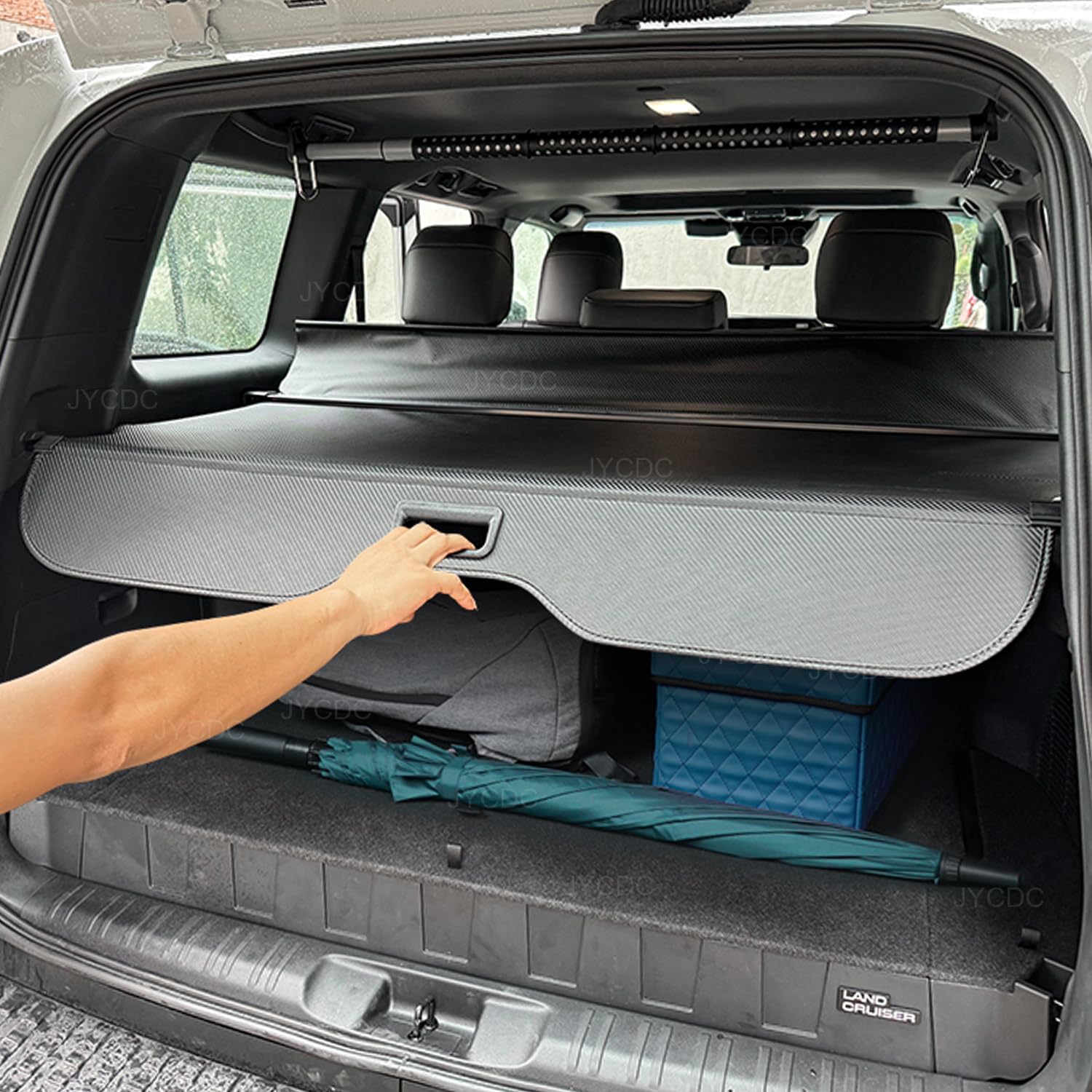 2024 Toyota Land Cruiser 250 1958 Prado LC250 Retractable Trunk Security Cover - Carbon Fiber Rear Cargo Shade (Double Curtain) for Privacy & UV Protection - Perfect for Road Trips, Camping & Outdoor Adventures
