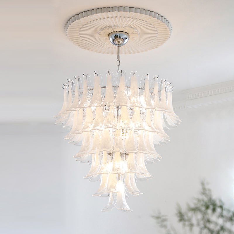 Handcrafted Murano Glass Petals Chandelier - Elegant Venetian Crystal Ceiling Light Fixture for Dining Room, Living Room & Bedroom Decor