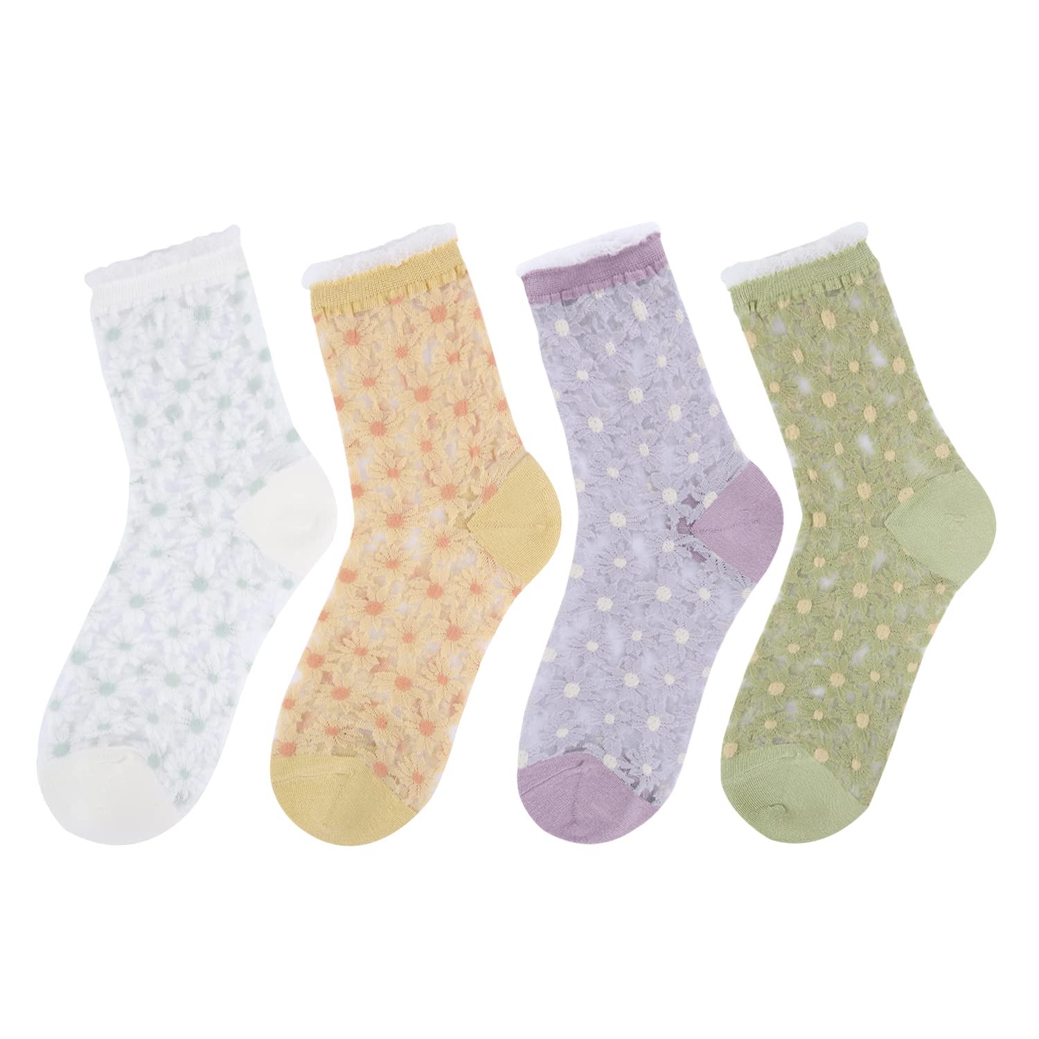 Violet Mist Women's Sheer Mesh Socks - Transparent Nylon Socks for Summer & Fashion
