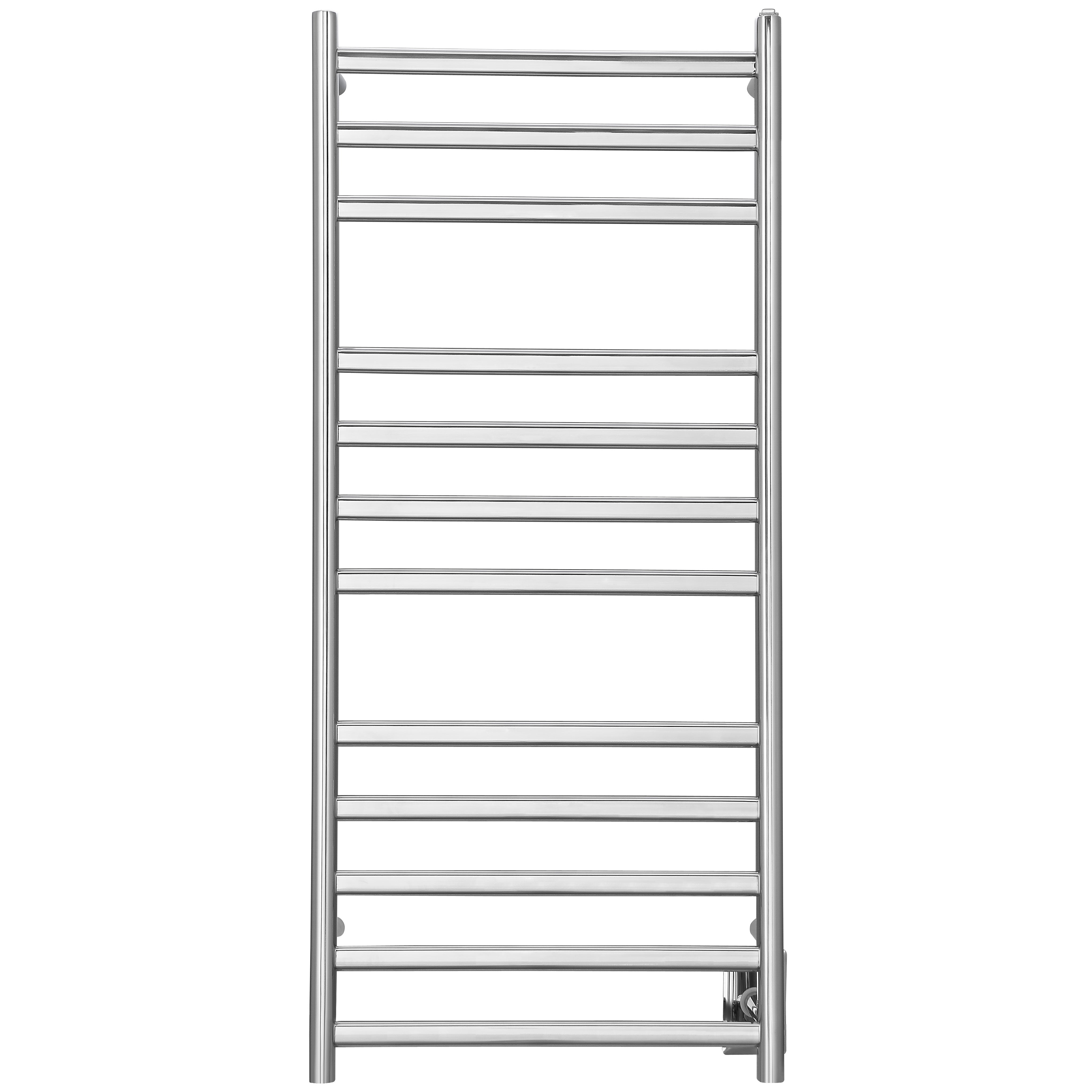 Prima Dual XL 12 Bar Hardwired & Plug-in Electric Towel Warmer - Polished Stainless Steel - Fast Heating Bathroom Luxury for Spa, Hotel & Home Use