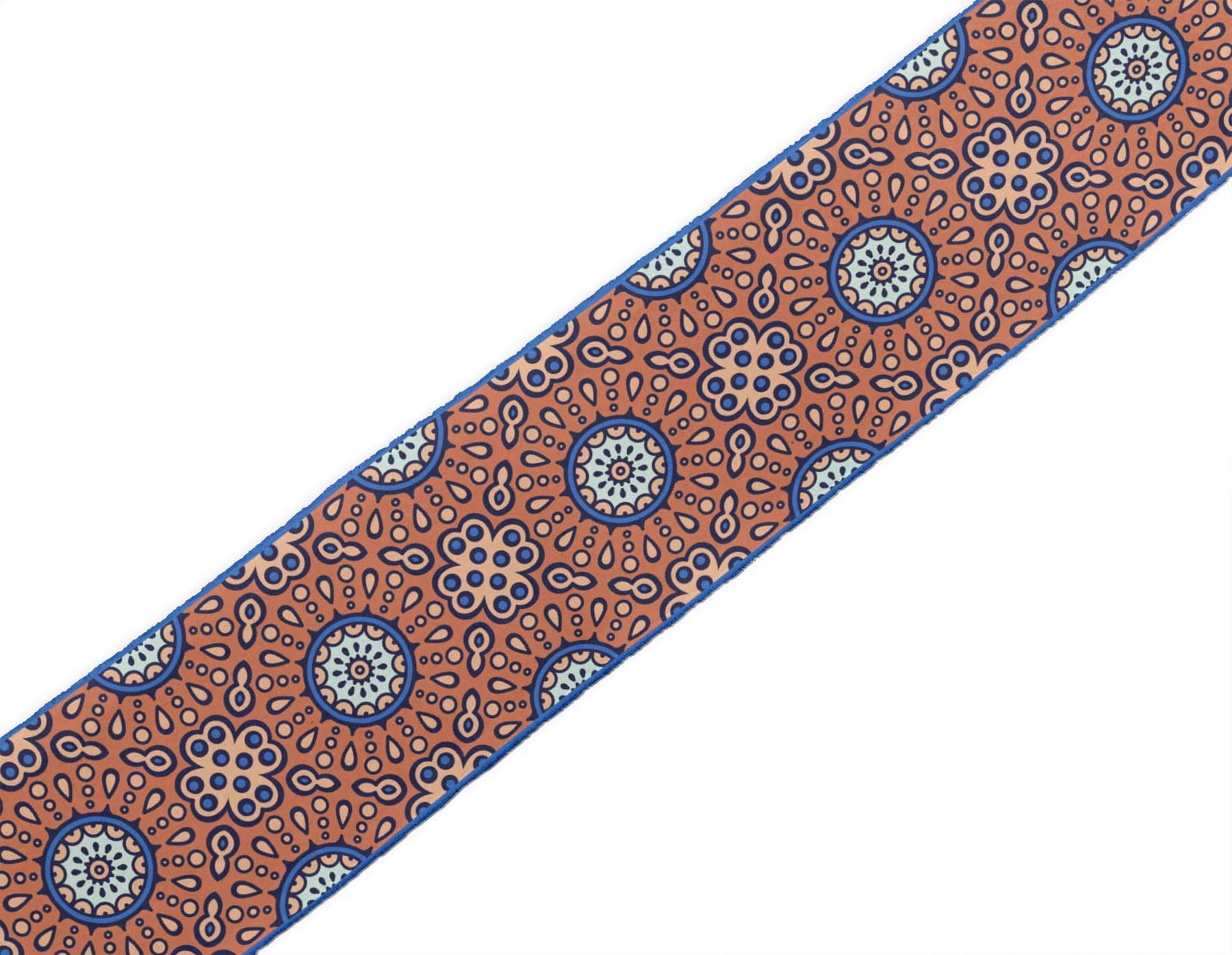 Indian Beautiful Art Orange Artistic Flower Mandala Printed Ribbon Trim - 9 Yard Dupion Fabric Lace for Crafts, Sewing Accessories (3 Inches Wide) - Perfect for DIY Projects, Home Decor, and Fashion Embellishments