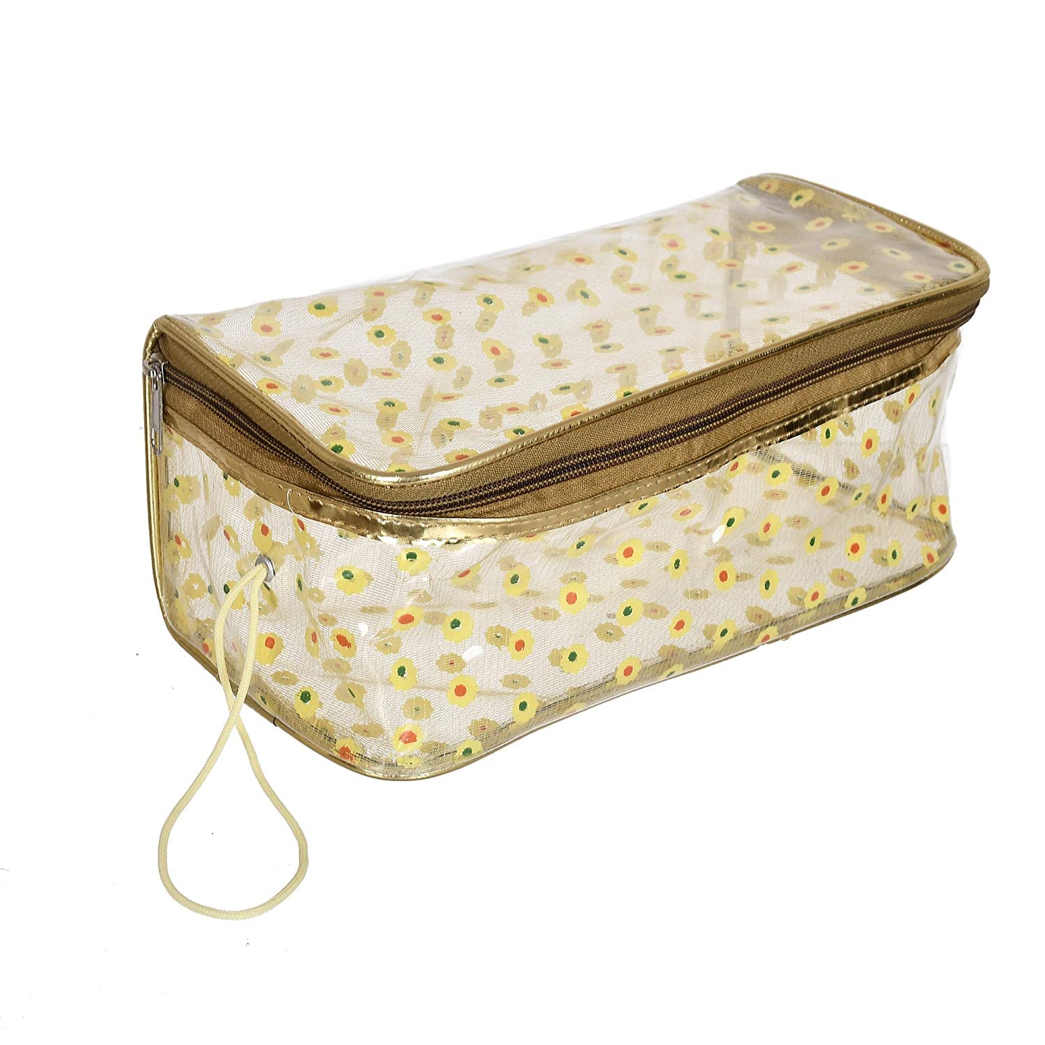 PRISMAXIC 4-Pack Designer Floral Cosmetic Bags for Women - Golden Toiletry & Makeup Travel Pouch Set (Multicolor) - Perfect for Travel, Gym, Bridal Shower & Daily Organizer