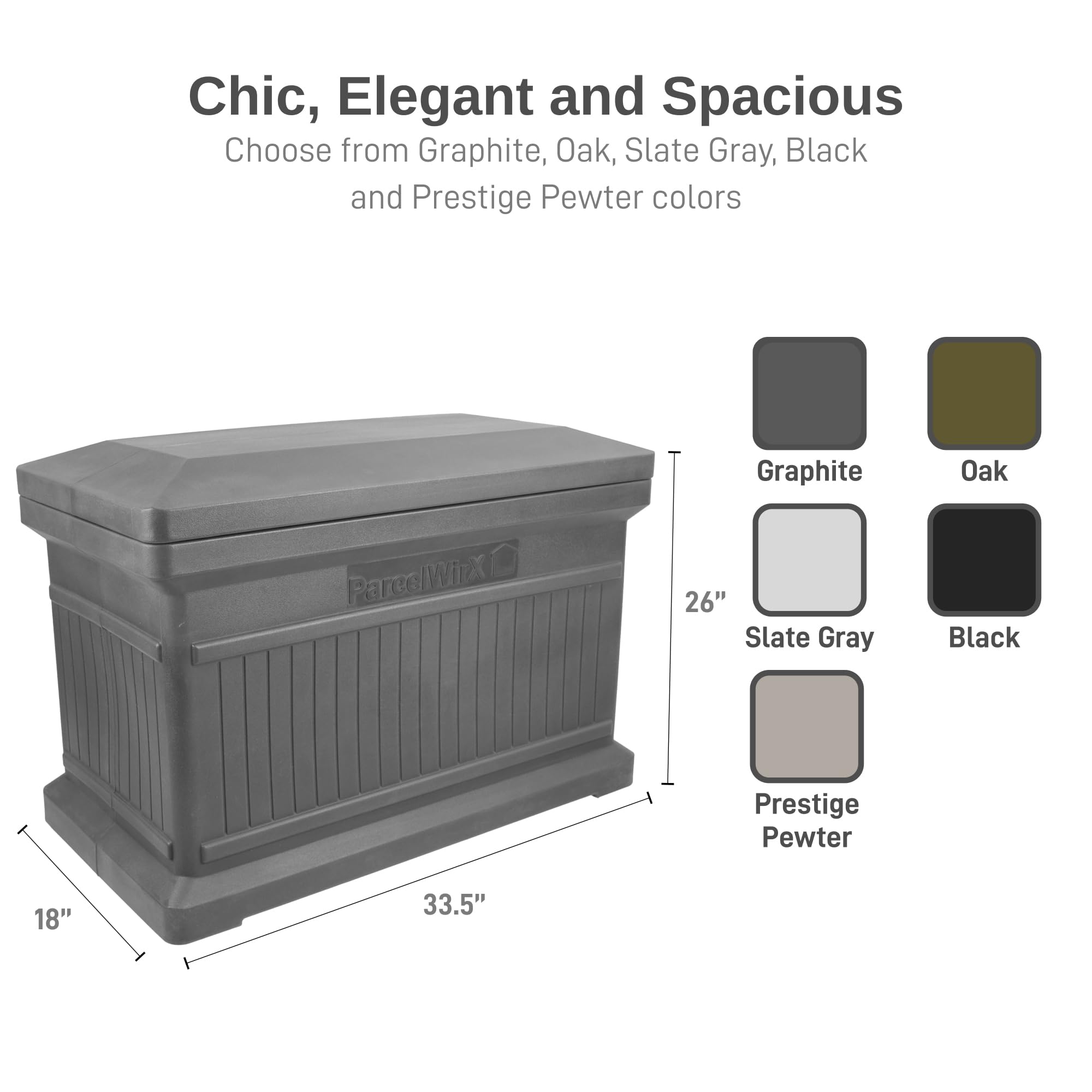 Premium Horizontal Storage Cabinet & Package Delivery Box with Lift-Off Lid - Graphite | Secure Mail & Parcel Organization for Home, Office & Business Use