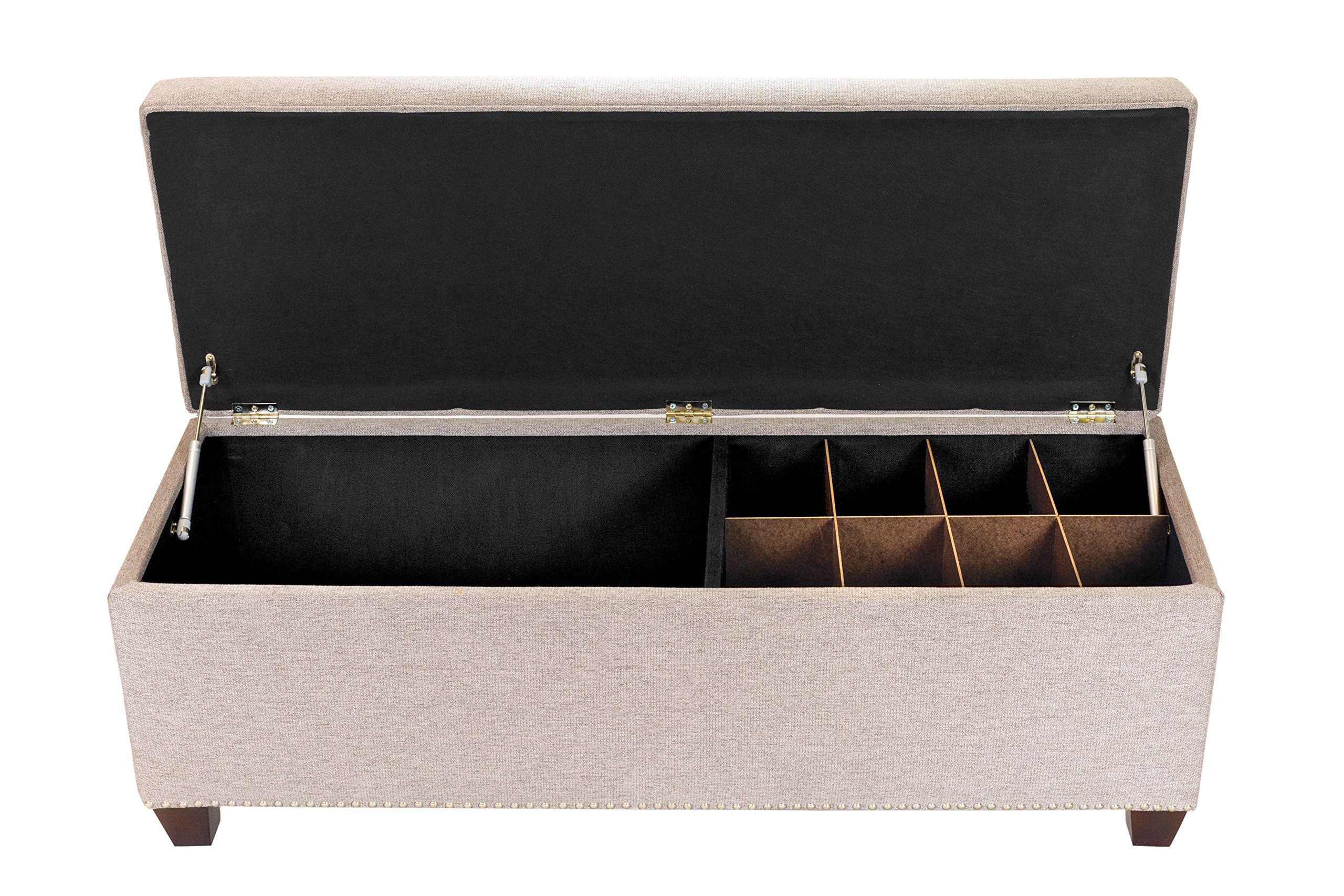 MJL Furniture Designs Upholstered Shoe Storage Bench with Ottoman - Soft Mink Fabric for Entryway, Bedroom & Living Room Organization