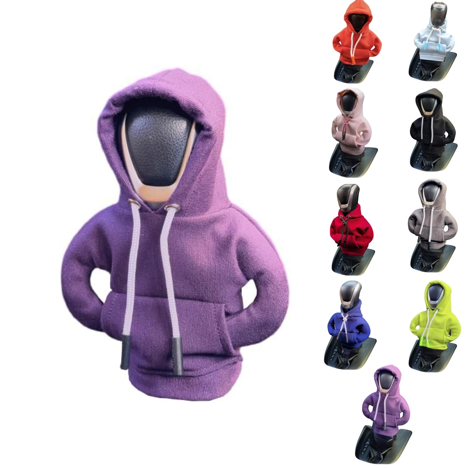 Dukebo Mini Car Gear Shift Cover Hoodie - Purple Car Interior Accessories & Fashionable Shift Knob Trim for Automatic/Manual Transmission - Perfect for Daily Commute, Road Trips & Car Enthusiasts