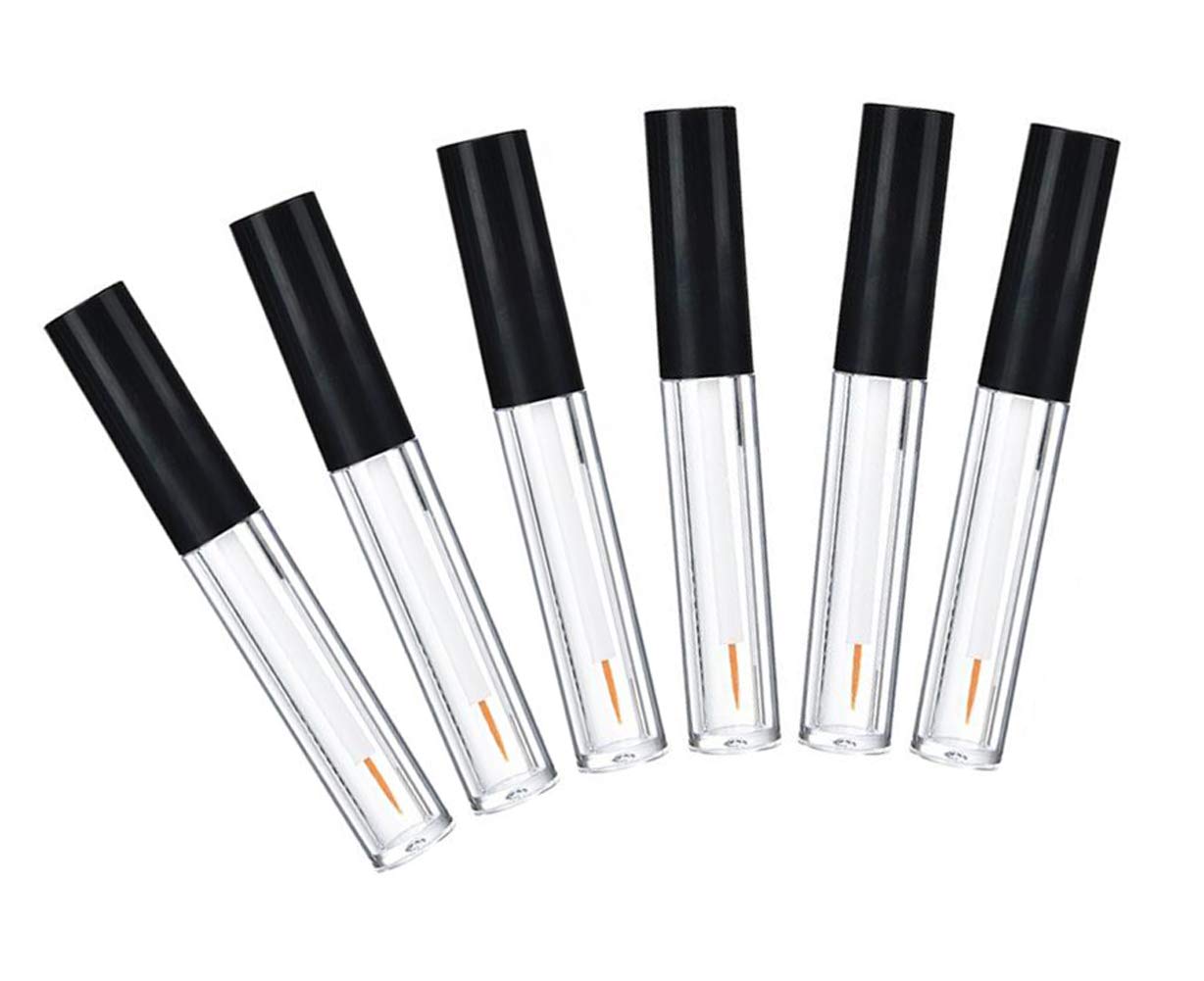 6Pcs 2ML Empty Clear Plastic Eyeliner Tubes with Black Lids & Rubber Plugs - Refillable Mascara Bottles for Eyelash Growth Oil, Eye Gloss & Makeup Storage | Perfect for DIY Beauty, Salon Use & Travel Organizers