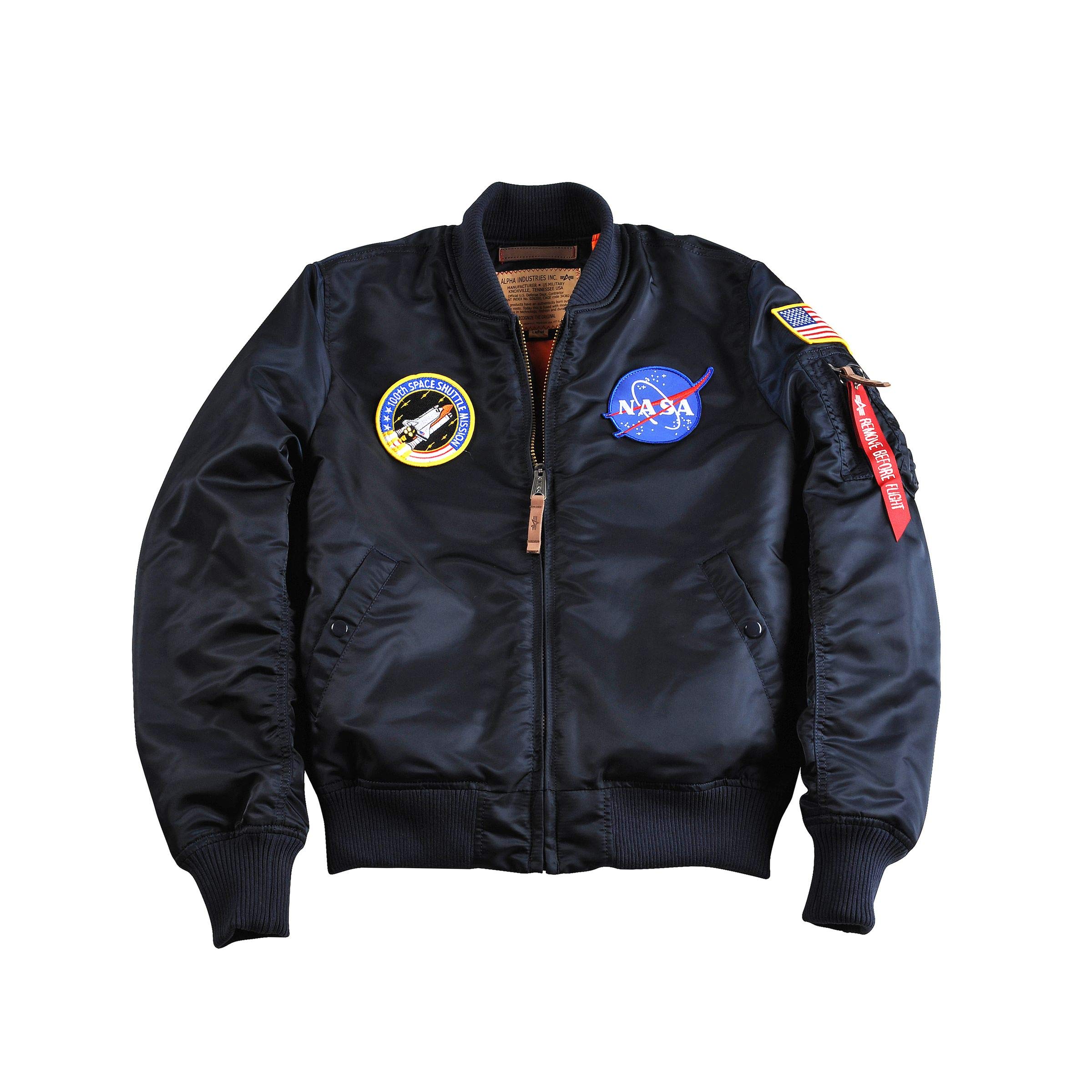 Alpha Industries MA-1 VF Men's NASA Bomber Jacket - XXS Size 07 Rep Blue | Lightweight Flight Jacket for Men | Streetwear Fashion & Outdoor Activities