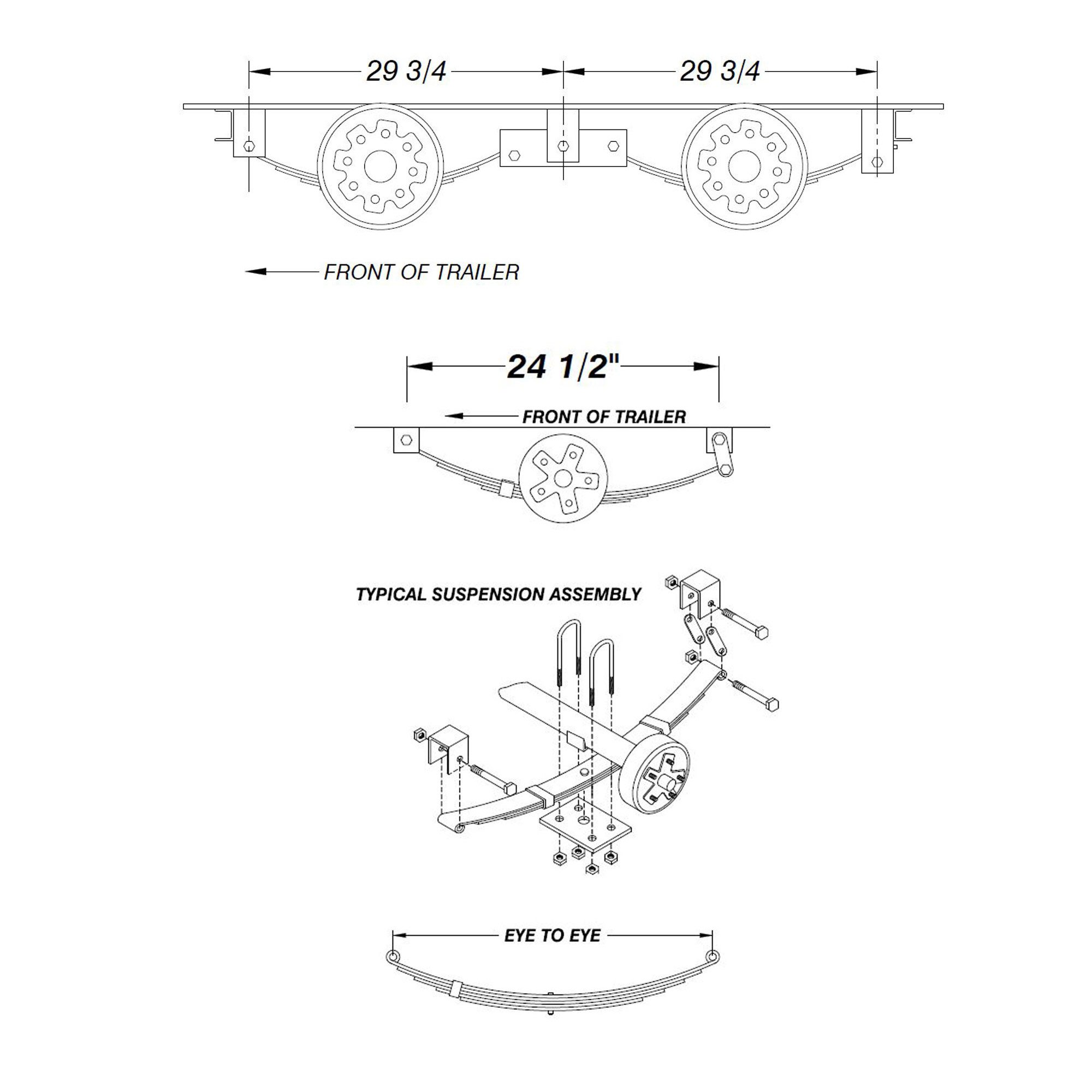 Rockwell American 3,500lb Trailer Axle Single Axle Spring Hanger Kit & U-Bolt Kit - Heavy Duty Suspension Replacement Parts for Utility Trailers, Boat Trailers & Cargo Trailers
