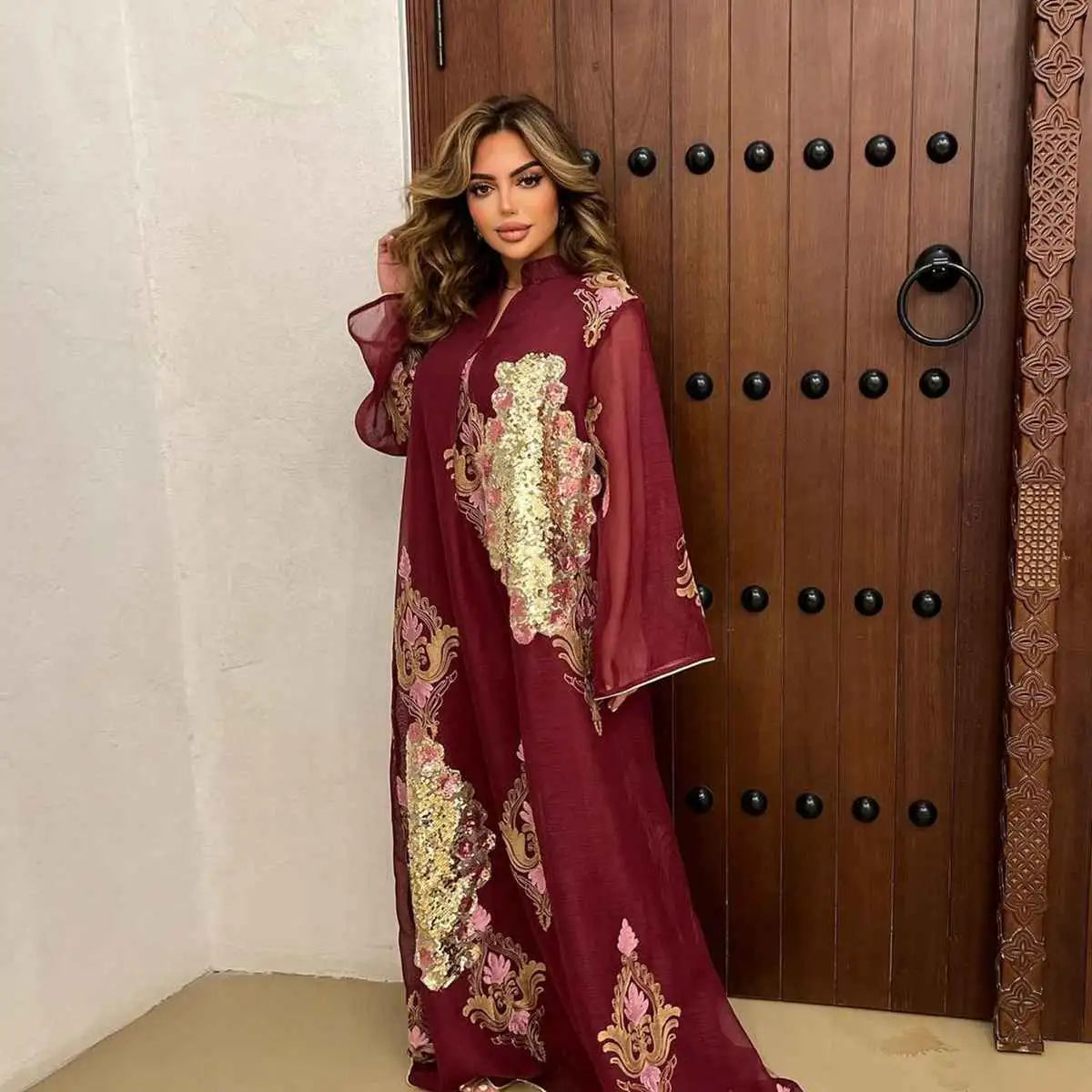 Elegant Sequin & Embroidered Women's Caftan Kaftan Dress - Eid Jalabiya for Special Occasions & Evening Parties
