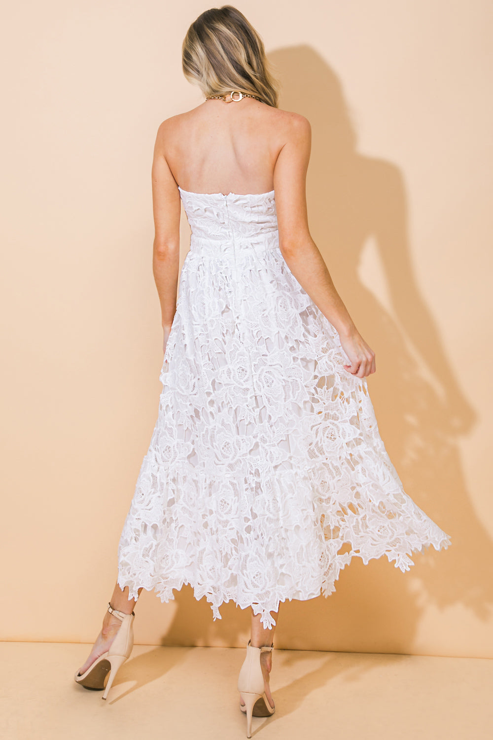 Carefree Nights Lace Midi Dress - Elegant Floral Lace Party Dress for Women, Perfect for Evening Events, Date Nights & Special Occasions