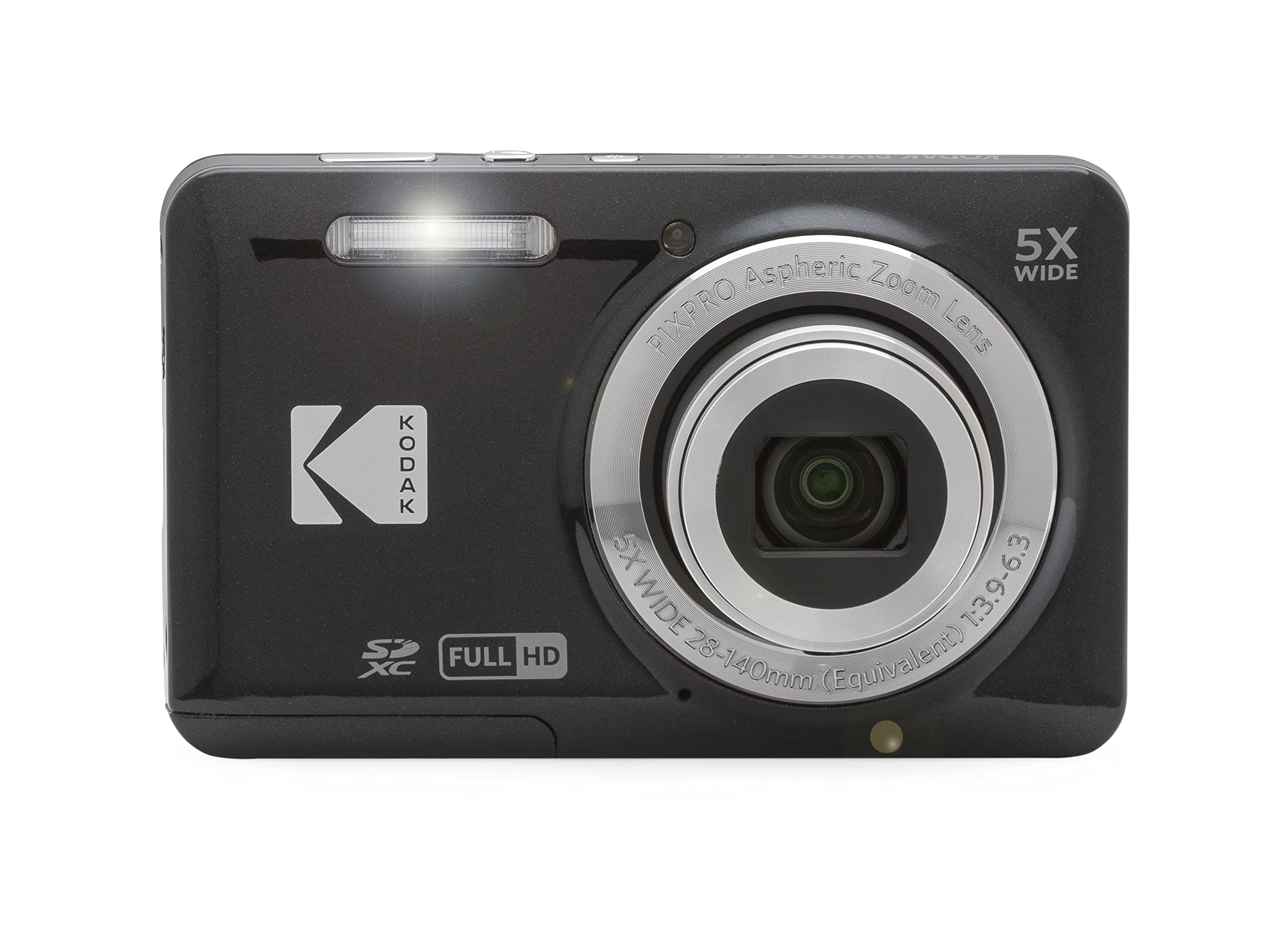 Kodak PIXPRO FZ55 Digital Camera 16MP 4X Zoom - Black Point & Shoot Camera with Case & 128GB SD Card - Perfect for Travel, Vlogging & Family Photography