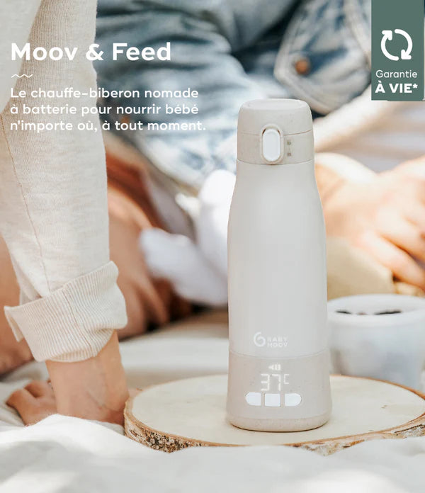 Babymoov Moov & Feed Portable Rechargeable Baby Bottle Warmer - Fast Heating & Safe Mineral Technology | Perfect for Travel, Nursing, and On-the-Go Parents
