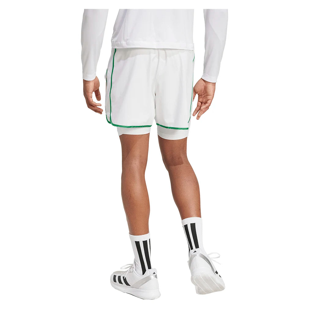 Men's 5 Inch Tennis Shorts & Compression Tights Set - White | Breathable Athletic Shorts for Tennis, Running, Gym & Workout