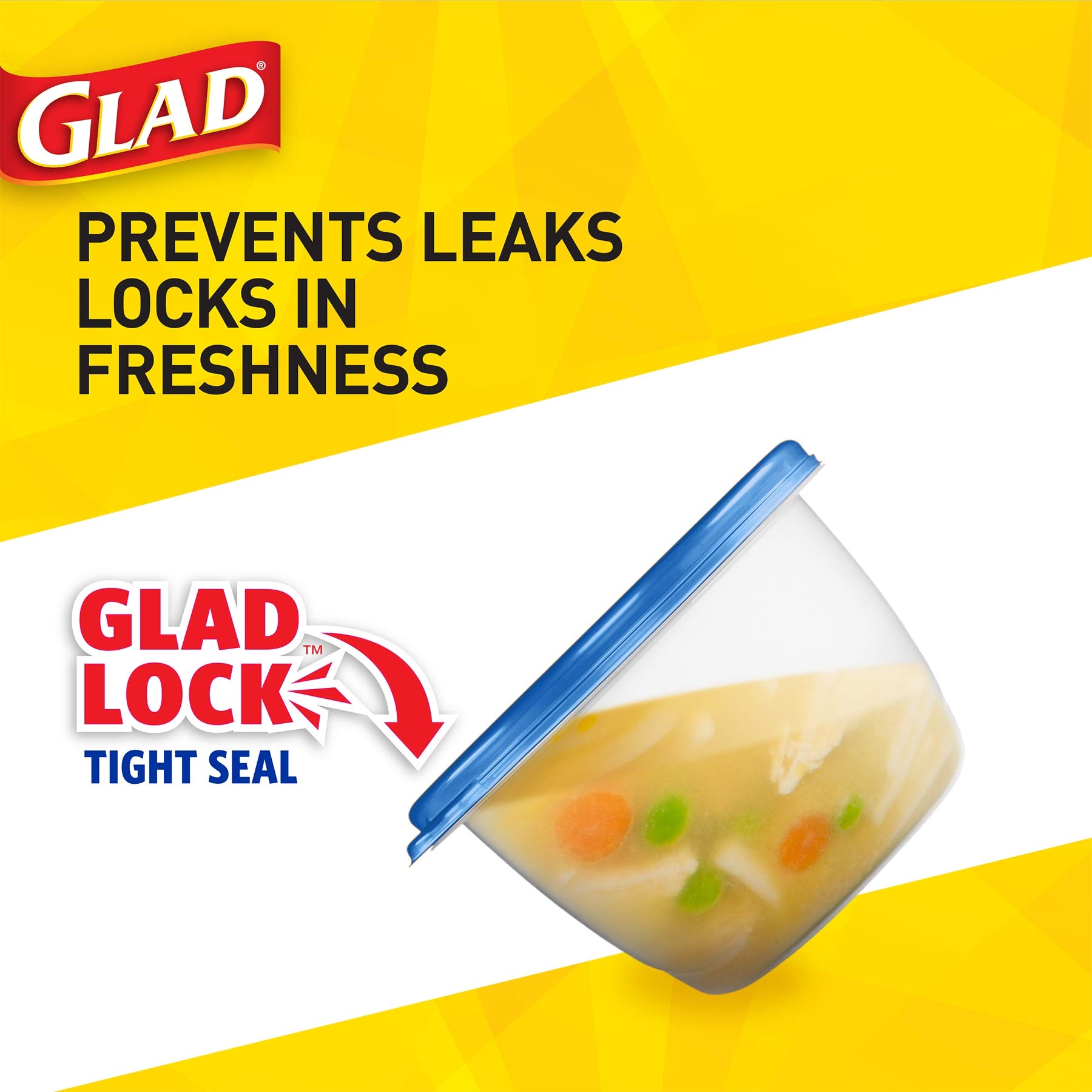 Glad 5-Count Food Storage Containers, 6-Pack (30 Total) - Airtight BPA-Free Plastic Containers for Meal Prep, Leftovers, Snacks & Desserts | Ideal for Kitchen, Office & Picnics