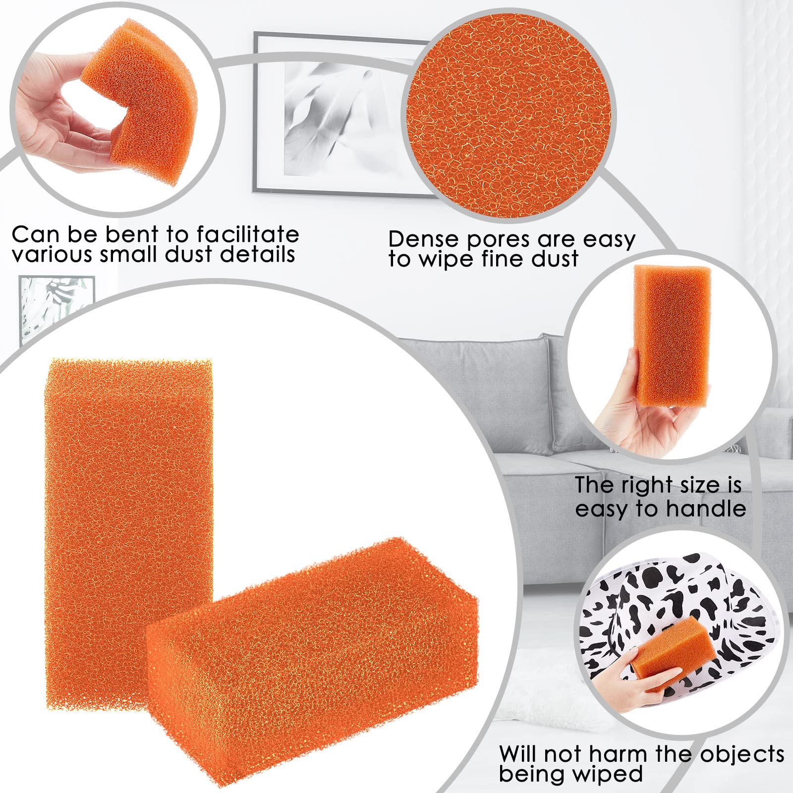 6-Piece Felt Hat Cleaning Sponges Kit - Premium Western Hat Brush Cleaner for Cowboy & Cowgirl Hats - Orange Household Cleaning Sponges for Gentle Hat Care - Perfect for Rodeo, Horseback Riding & Outdoor Events