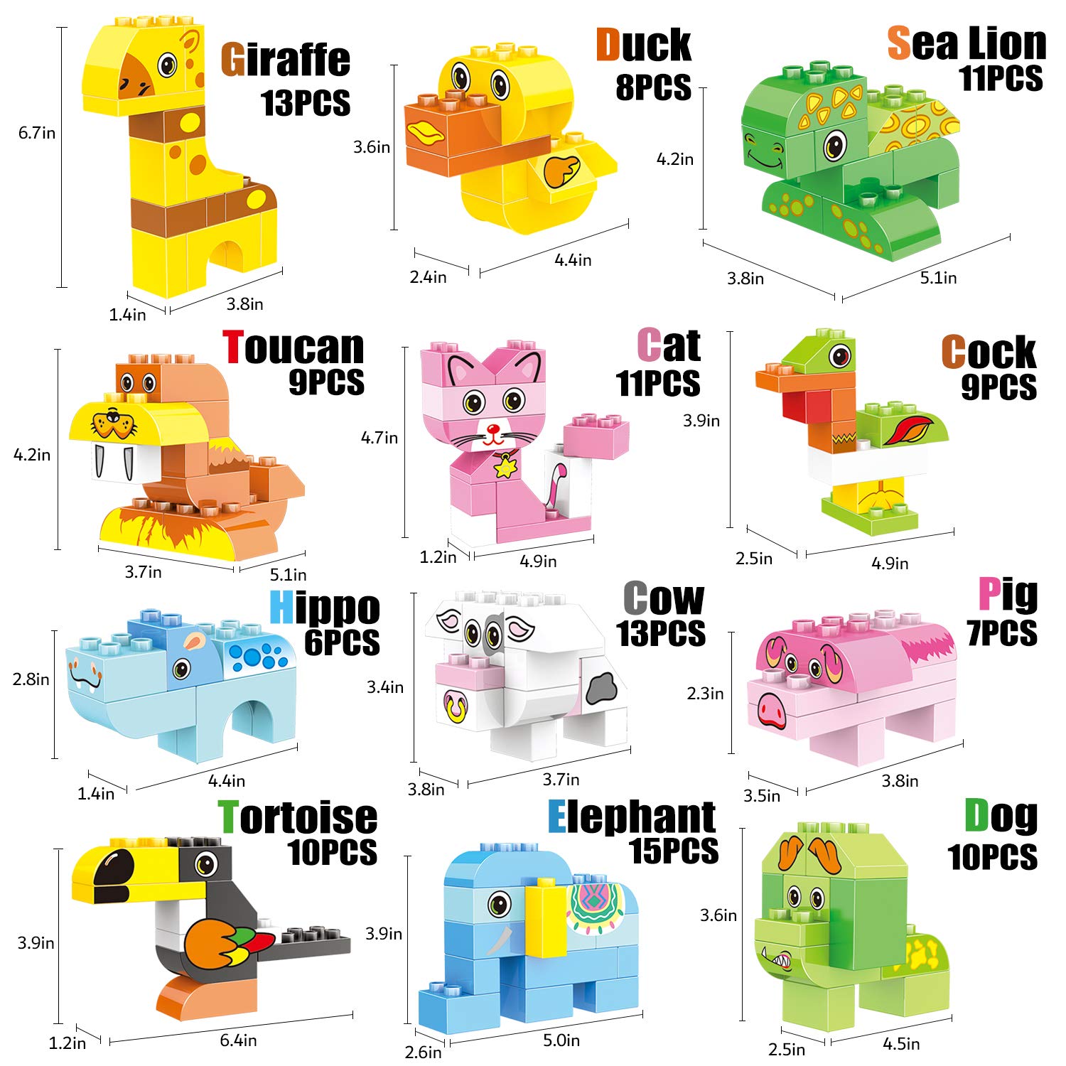 122-Piece Animals Building Blocks Set - STEM Educational Construction Toy Kit with Storage Box for Kids Ages 3-6 | Creative Preschool Learning Toys for Toddlers Boys & Girls | Perfect for Birthday, Christmas Gifts & Classroom STEM Activities