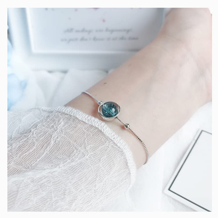KBL 925 Sterling Silver Bracelet for Women & Girls - 7 Inch Natural Blue Phantom Quartz Crystal Healing Jewelry with Gift Box | Elegant Everyday Wear, Spiritual Healing, Birthday & Anniversary Gift
