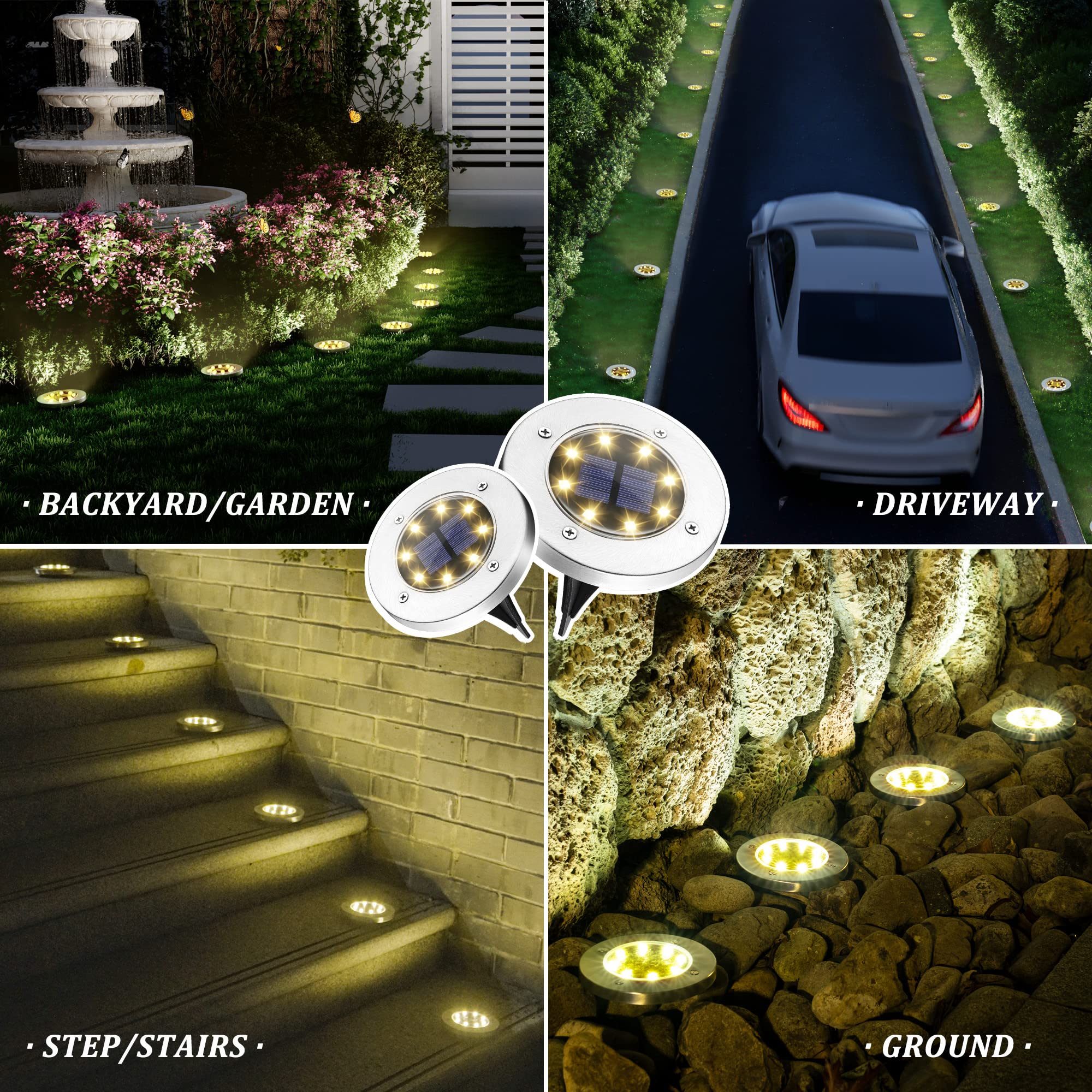 SOLPEX 8 Pack Waterproof Solar Lights Outdoor - Warm White Solar Garden Lights for Pathway, Driveway, Patio, Backyard, Walkway | Durable Landscape Lighting for Gardens, Yards & Outdoor Decor