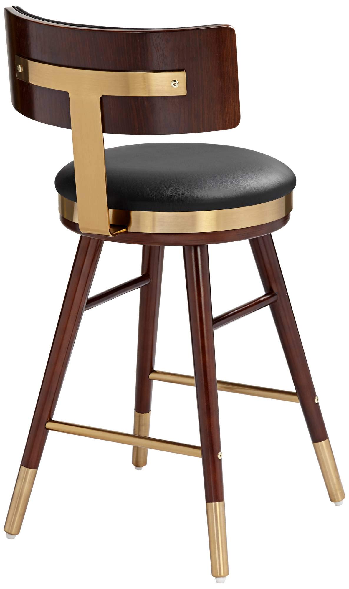 Studio 55D Parker Walnut Wood & Gold Metal Bar Stool - 25.5