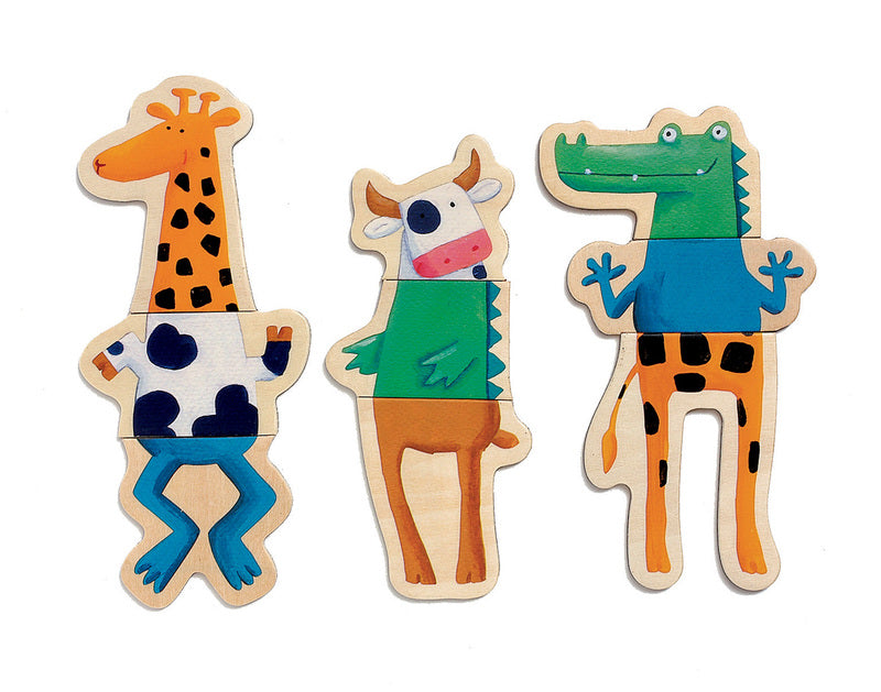 Crazy Animals Wooden Kids Magnets 24-Piece Set by Djeco - Fun Educational Toys for Toddlers & Preschoolers - Perfect for Fridge Play, Classroom Activities & Learning Animal Names