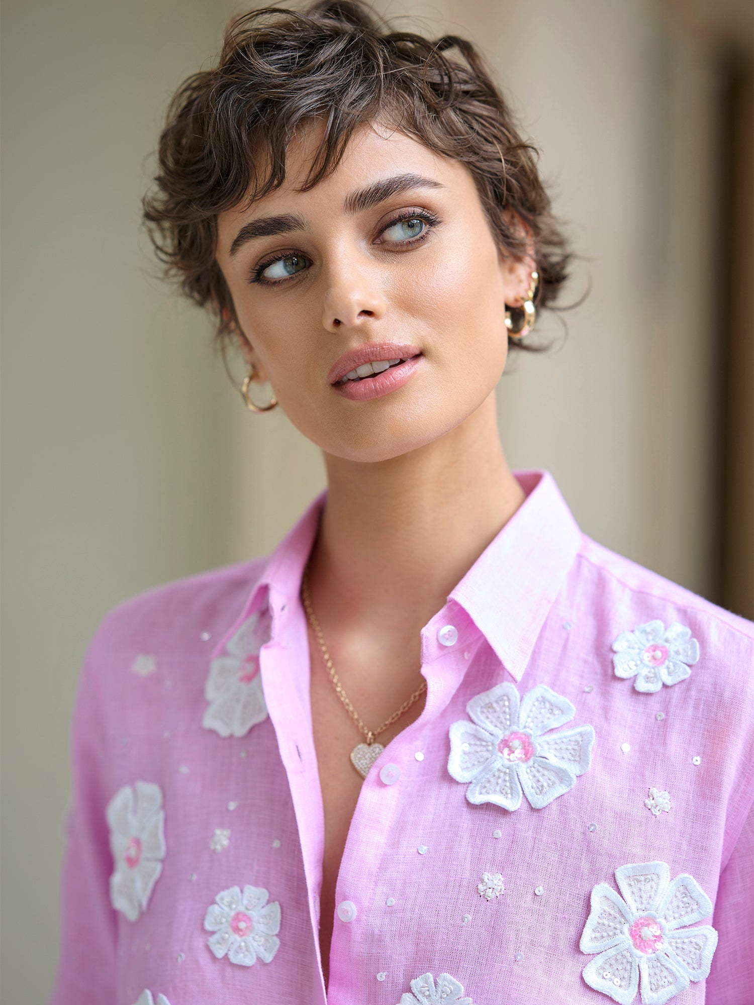 Emily Fleur Linen Shirt for Women | Breathable Summer Blouse | Casual Office & Beach Wear