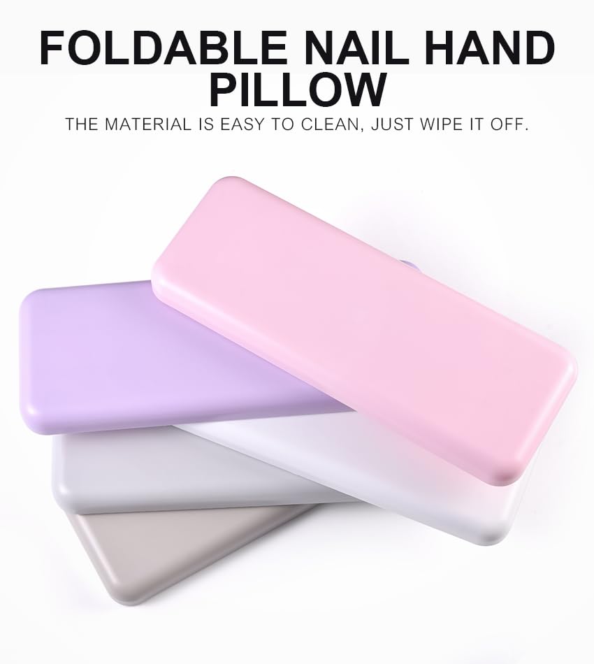 Foldable Plastic Nail Hand Rest Pillow for Manicure & Nail Art - Ergonomic Nail Tech Accessory for Home & Salon Use (Brown) - Perfect for Gel Polish, Acrylics & Nail Extensions
