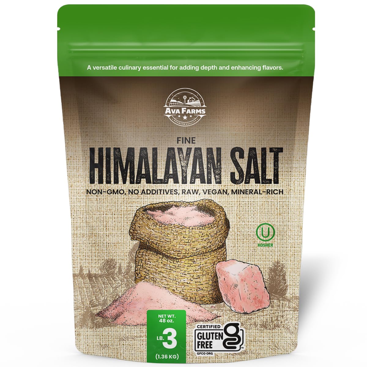 Premium Himalayan Pink Salt Fine Grain - 3 Lb Resealable Bag | Gluten-Free, Non-GMO, Vegan, Kosher & Mineral Rich | Ideal for Cooking, Baking & Seasoning