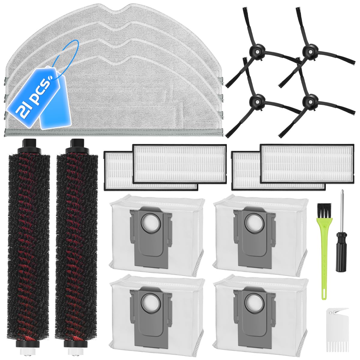 Roborock S8 Pro Ultra Accessories Kit - 2 Brushes, 4 Filters & Pads for Home Cleaning
