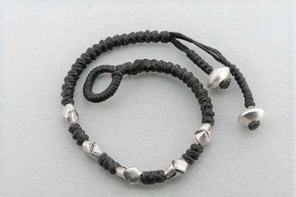 Folded Bead Bracelet in Black - Pure Silver Jewelry for Women | Elegant & Stylish Accessory for Everyday Wear, Parties & Gifts