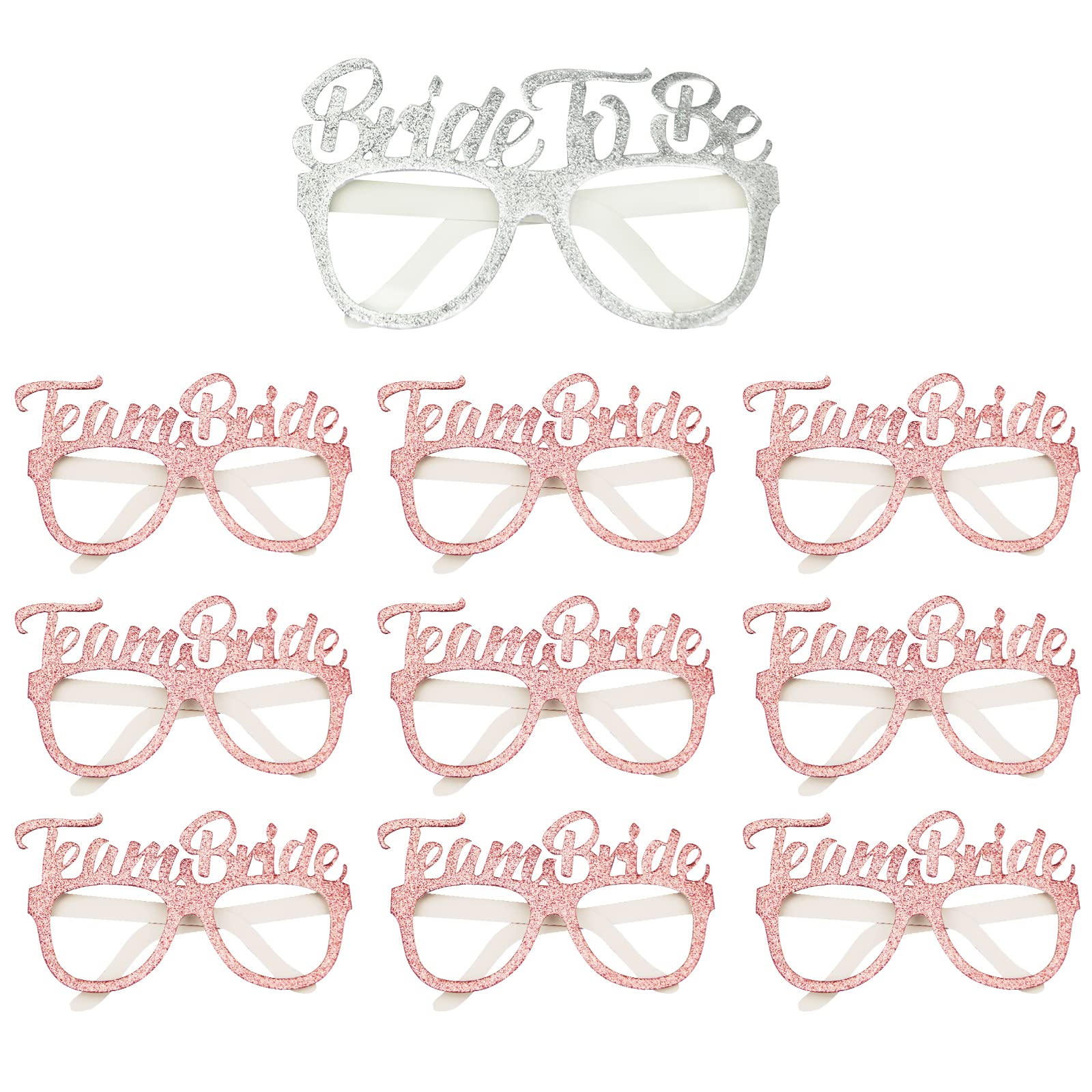 10 Pack Rose Gold Bride to Be Glasses - Shiny Hen Party Accessories for Bachelorette Night, Team Bride Photo Props & Wedding Decorations - Perfect for Bridal Showers, Bachelorette Parties & Girls' Night Out