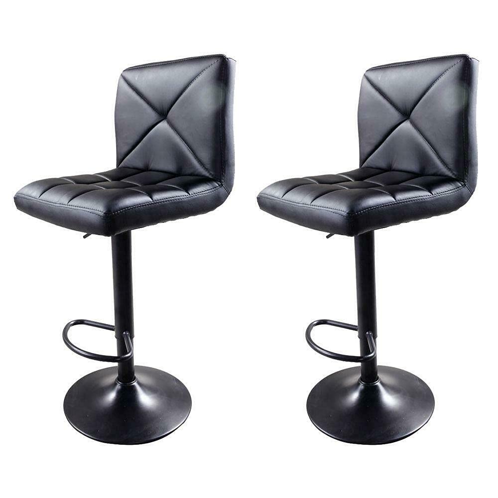 2-Pack Black PU Leather Adjustable Swivel Bar Stools - Modern Counter Height Stools for Kitchen Island, Home Office, Dining Room & Patio - Comfortable & Durable Seating Solution