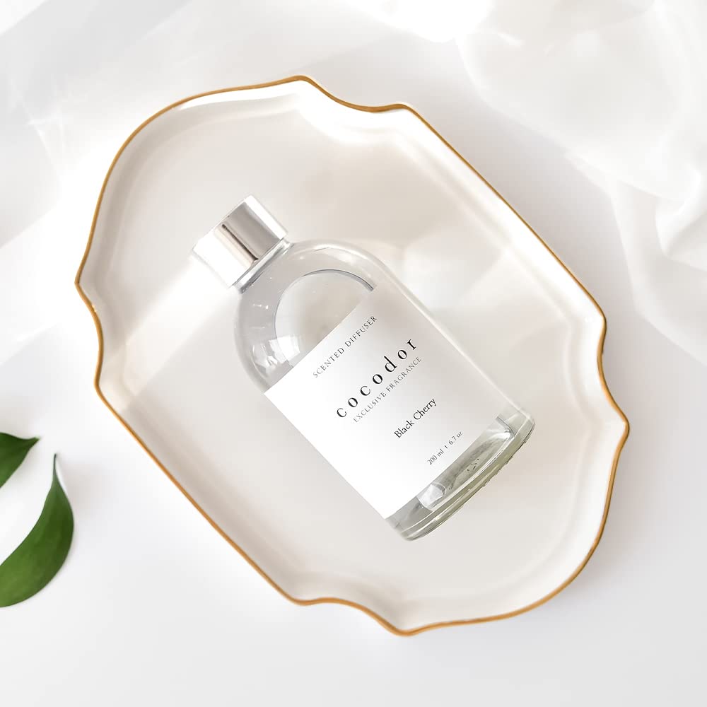 COCODOR White Label Reed Diffuser - 6.7oz (200ml) Aromatherapy Essential Oil Diffuser for Home & Office Decor | Cafe Scented Fragrance Oil | Perfect Gift Set for Relaxation & Stress Relief | Use in Living Room, Bedroom, Spa or Workspace