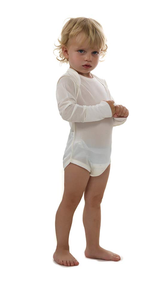 Silk Fibroin Baby Bodysuit with Mittens - Soft & Hypoallergenic for Newborns 12-18 Months (34 Inches) - Perfect for Sleepwear & Winter Outfits