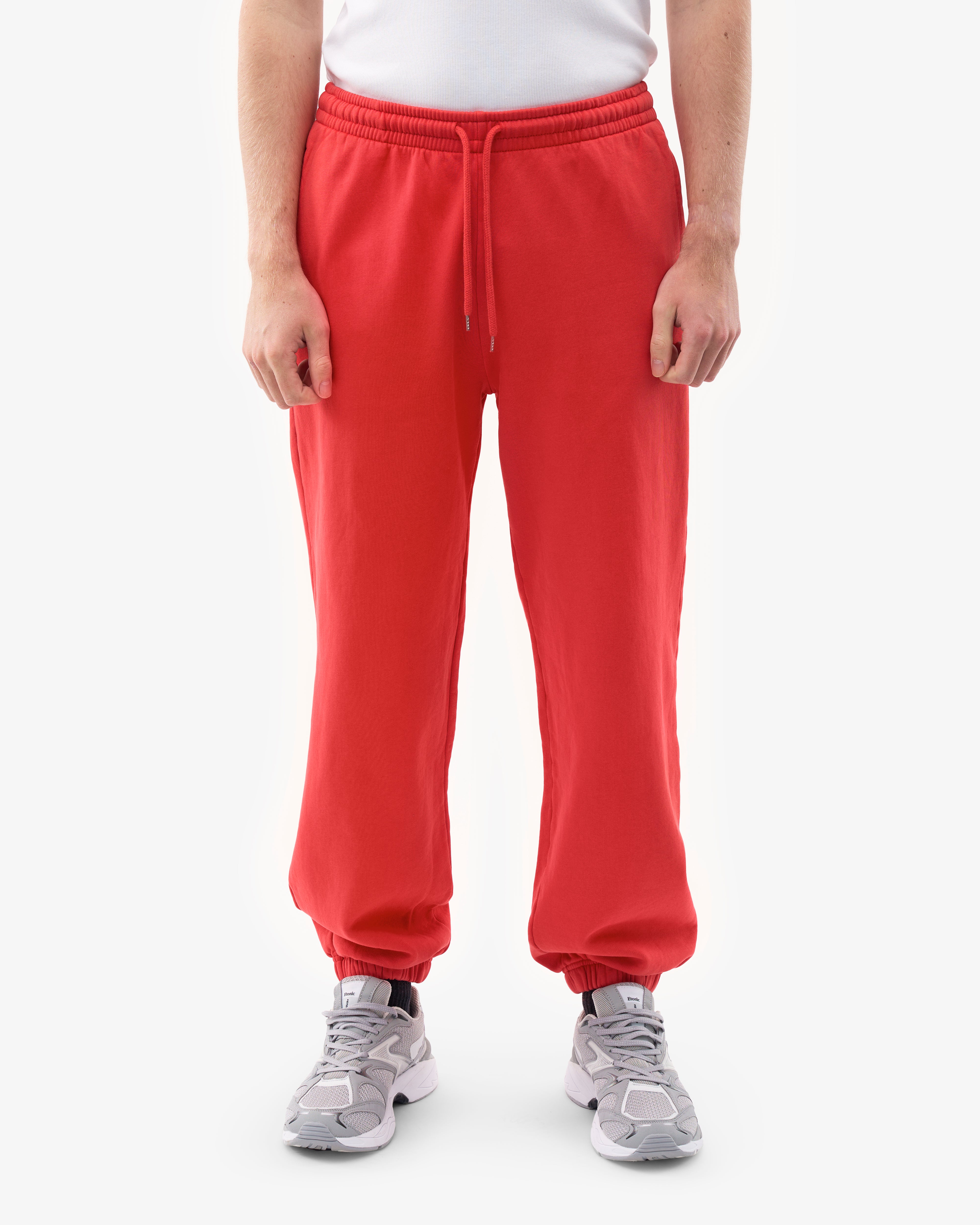 Organic Relaxed Sweatpants for Women - Soft Cotton Joggers in Red Tangerine Color - Perfect for Yoga, Lounge & Casual Wear