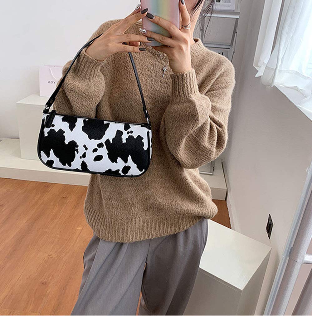 Women's Cow Print Shoulder Bag - Fashionable Clutch Purse & Underarm Handbag with Zipper - Stylish Satchel Tote for Everyday Use, Parties, and Work