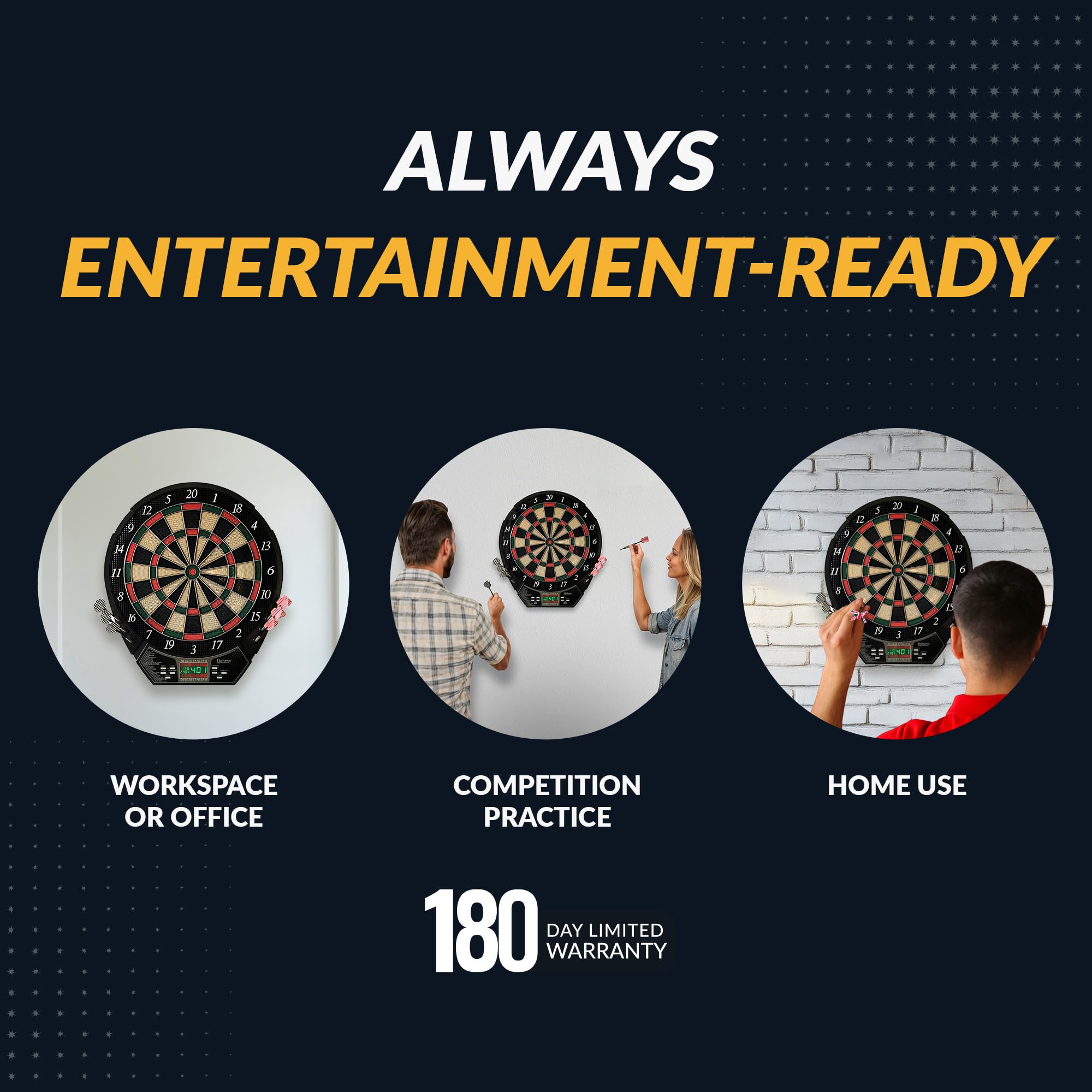 Hathaway Magnum Electronic Soft Tip Dartboard - Black & Multi Color | Perfect for Home, Office, Bar & Game Room Entertainment
