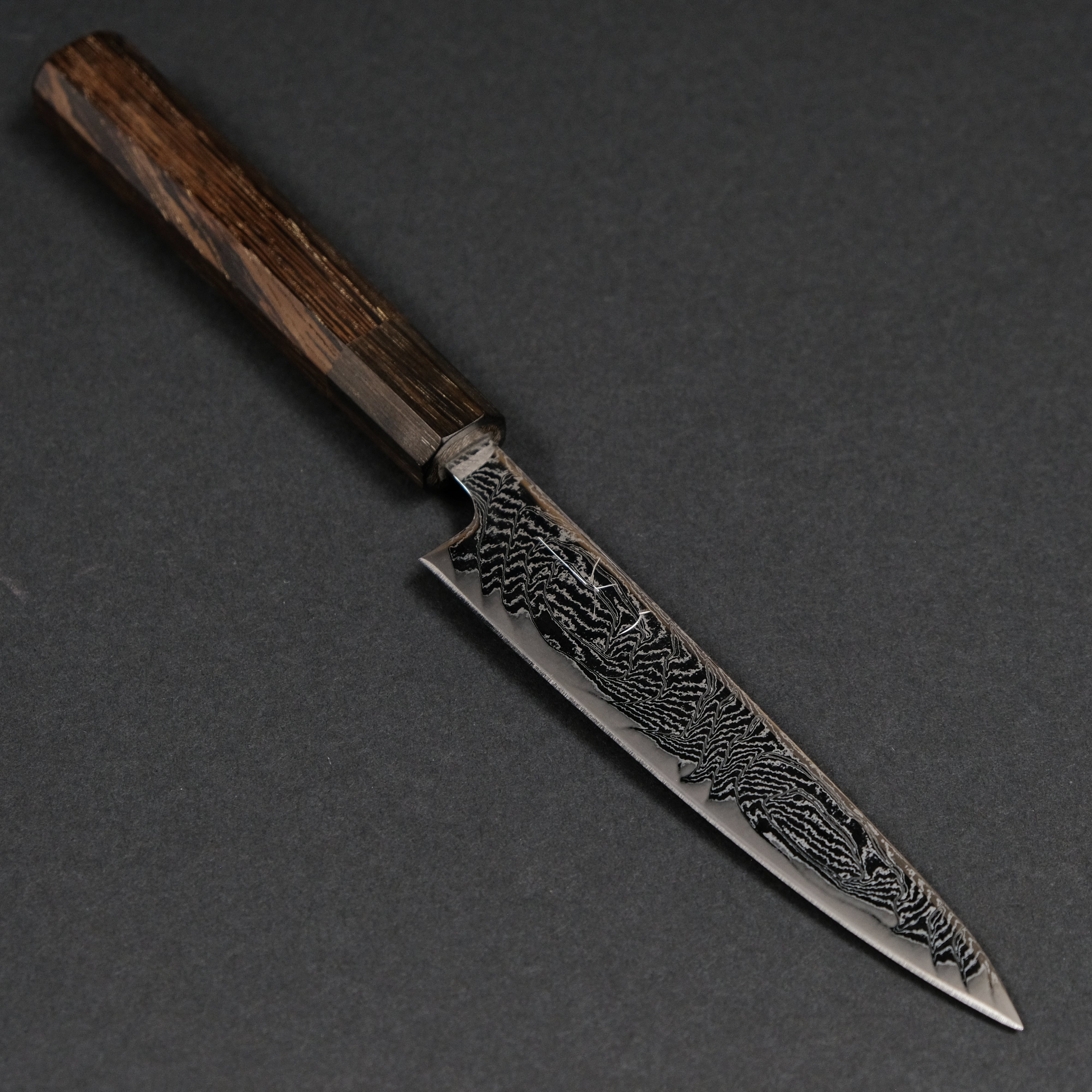 Hitohira Futana 135mm Petty Knife - Nickel Damascus Steel Blade with Tagayasan Wood Handle - Perfect for Precision Slicing, Fruit Cutting & Kitchen Tasks