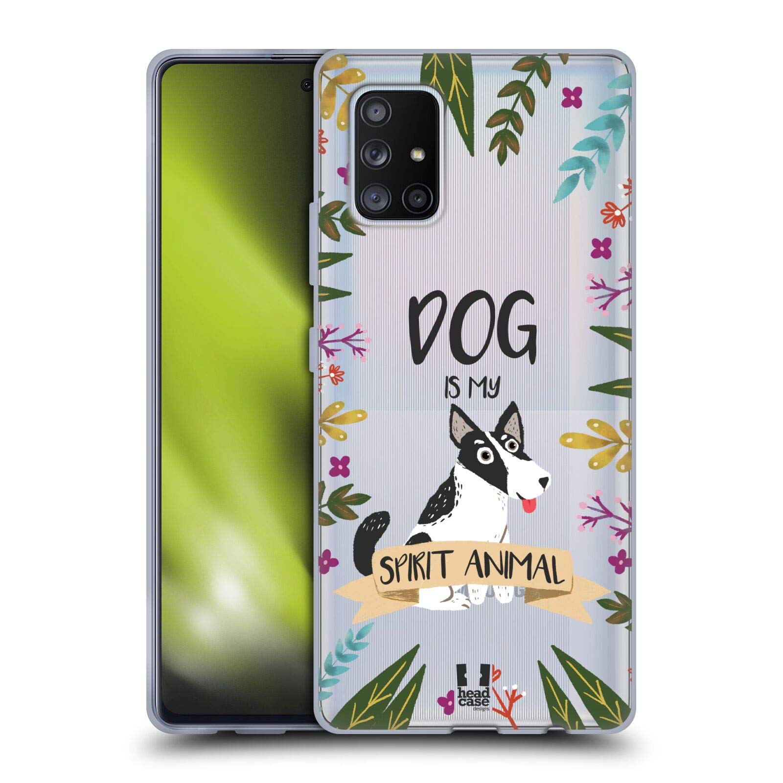 Head Case Designs Dog Spirit Animal Illustrations Soft Gel Phone Case with Matching Wallpaper for Samsung Galaxy A51 5G (2020) - Perfect for Pet Lovers and Trendy Accessories