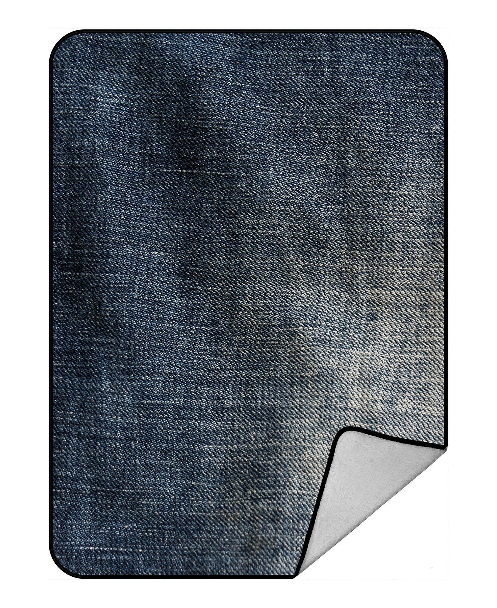 Soft Blue Jeans Fleece Throw Blanket 58x80 Inch - Cozy Plush Blanket for Couch, Bed & Home Decor - Perfect for Living Room, Bedroom & Gift Giving