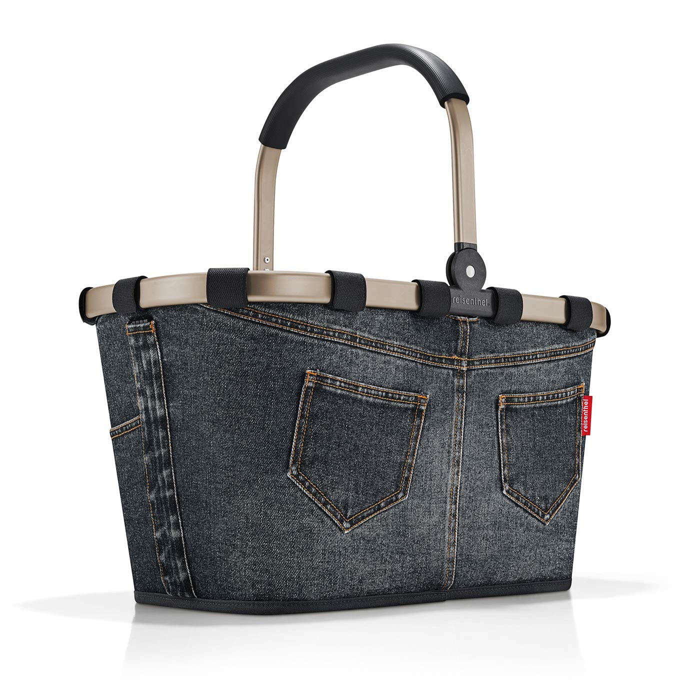 Reisenthel Fabric Market Tote Bag - Durable Reusable Shopping & Storage Basket - Lightweight Collapsible Grocery Bag (Dark Grey) - Perfect for Farmers Market, Grocery Shopping & Beach Trips