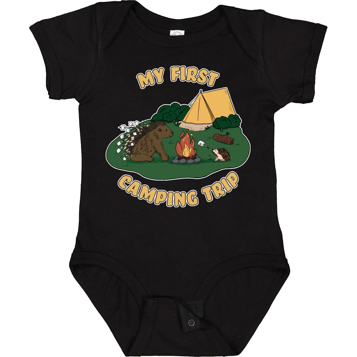 Inktastic Camping Hedgehog - My First Camping Trip Baby Bodysuit | Cute Infant Outfit for Outdoor Adventures & Family Trips