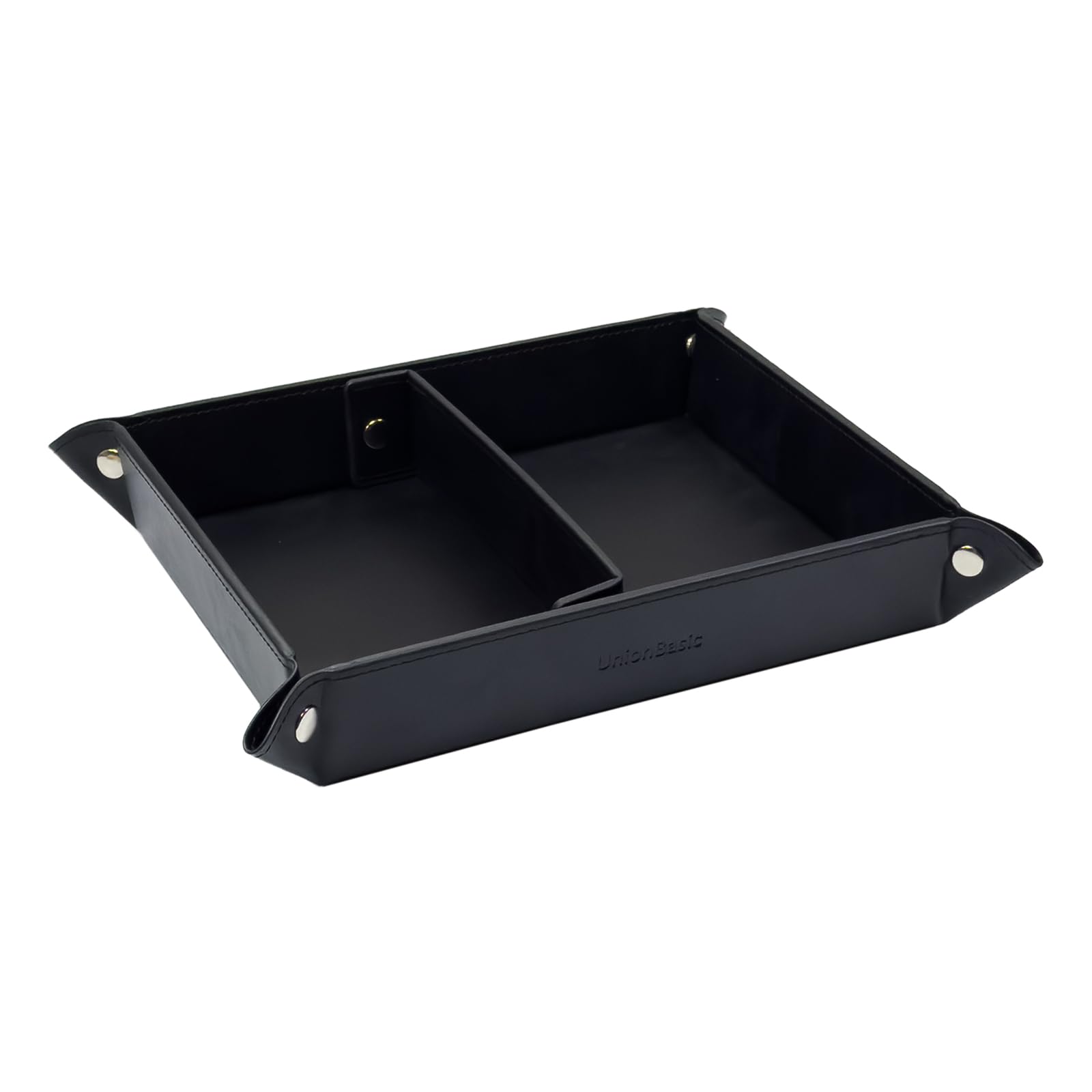 UnionBasic Medium Valet Tray - Jewelry Organizer for Rings, Watches, Earrings | Entryway Catchall for Keys, Coins, Wallets | Nightstand Organizer for Phones, Smartwatches | Perfect for Bedroom, Bathroom & Office Use - Black