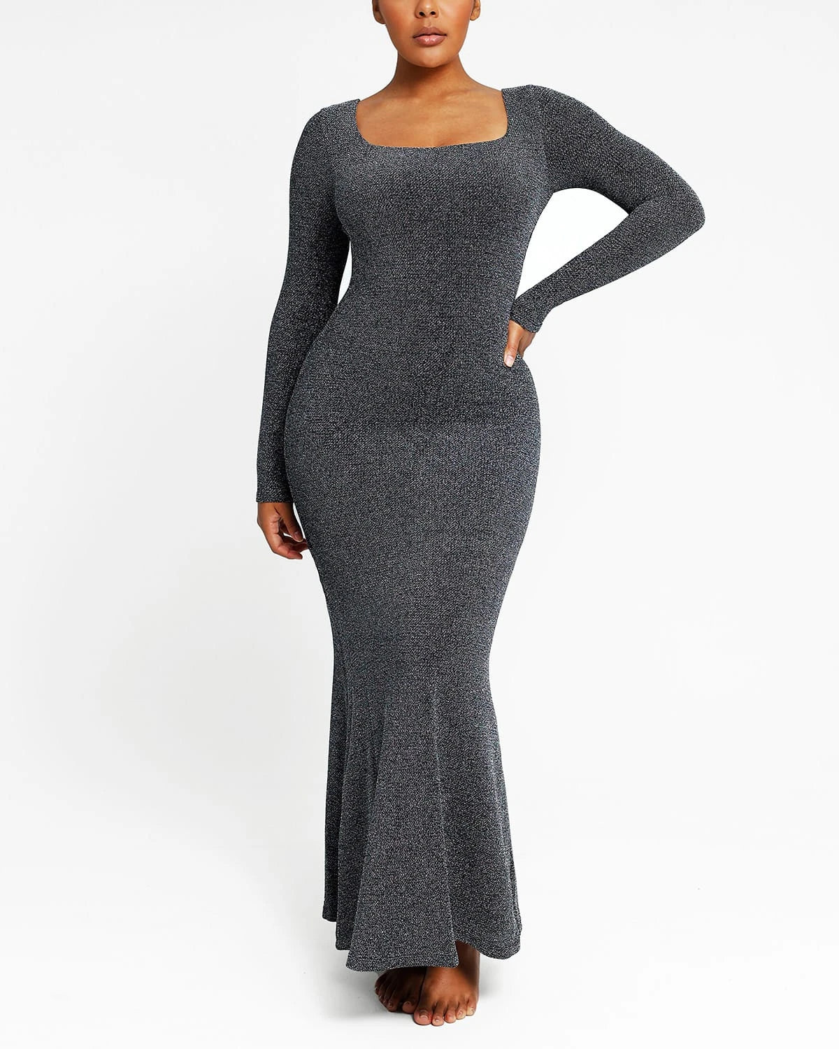 Elegant Long Sleeve Mermaid Bodycon Dress for Women - Slimming Evening Gown for Parties, Weddings & Special Occasions