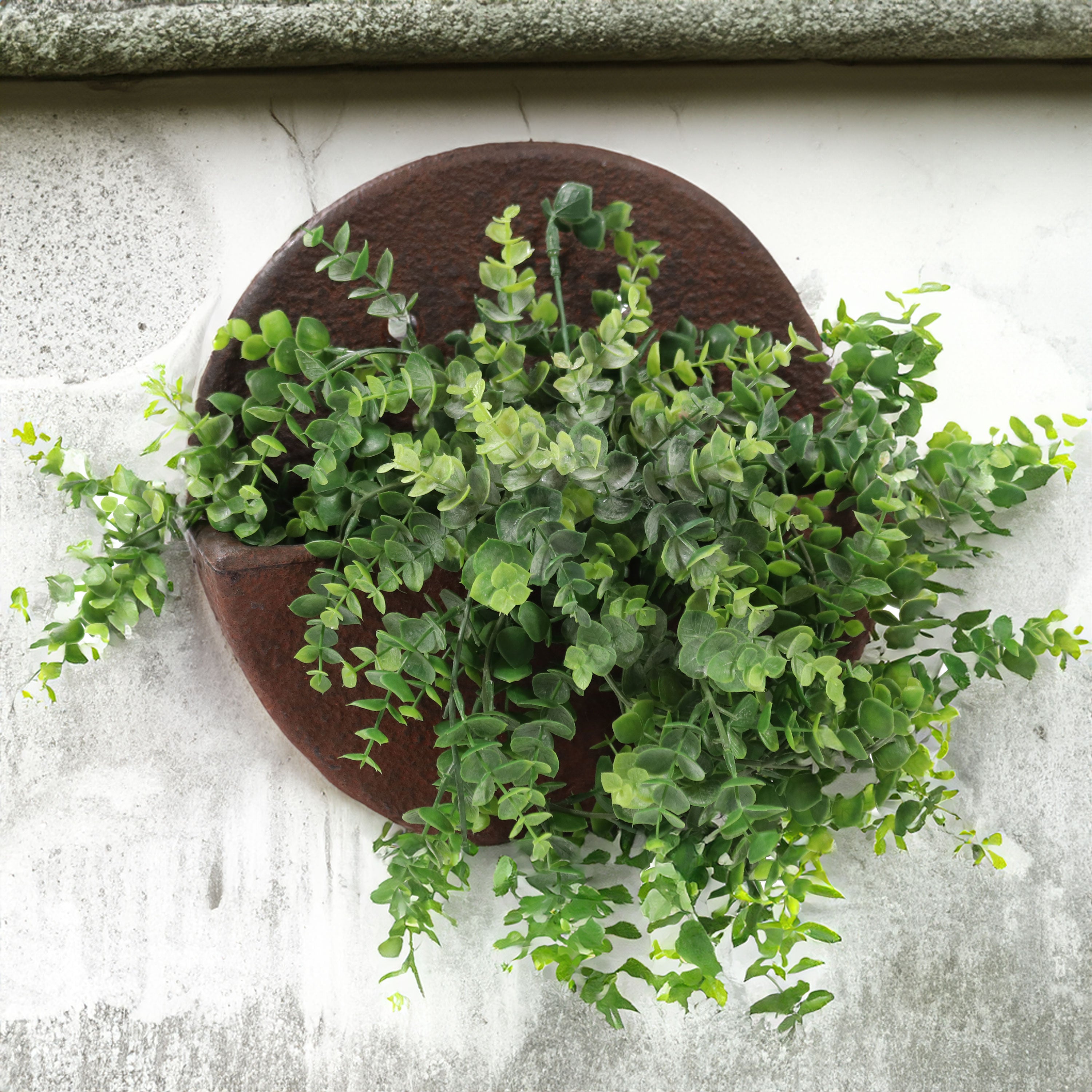 Sunnydaze 12 Inch Round Outdoor Wall Planter - Dark Brown Hanging Flower Pot for Garden, Patio, and Balcony Decor