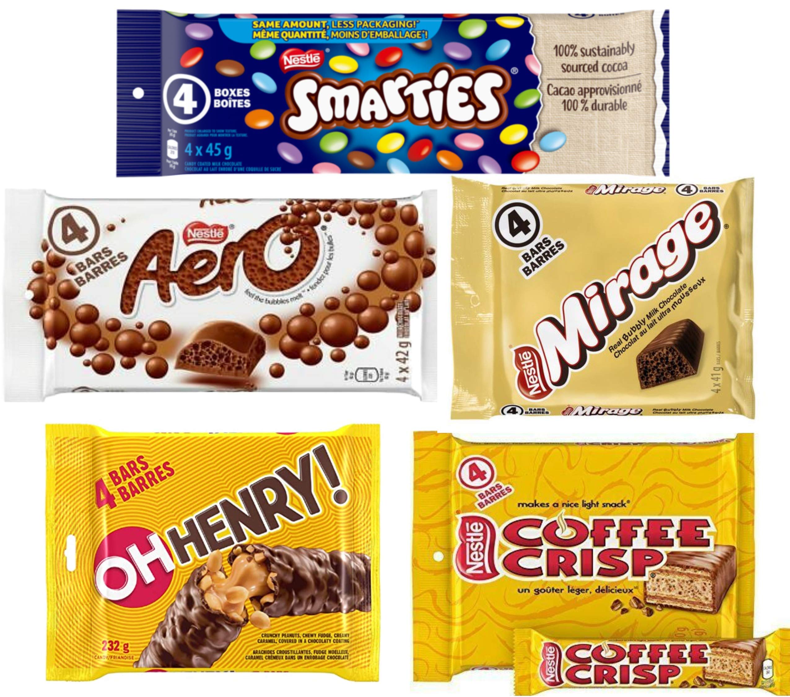 Canadian Chocolate Bars Assortment - Oh Henry, Coffee Crisp, Smarties | Perfect for Care Packages & Gifts