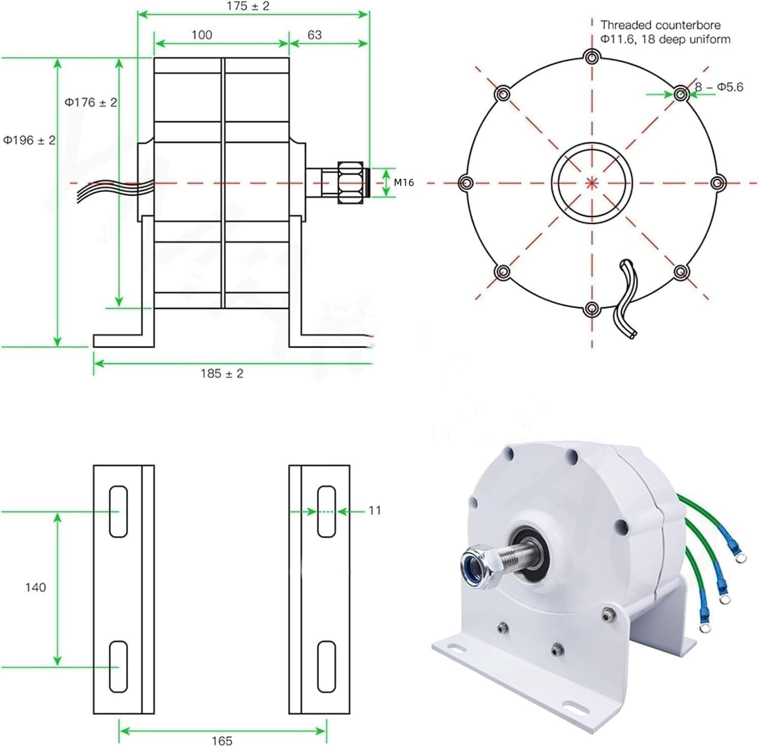12KW Low RPM Permanent Magnet Generator, 3 Phase Gearless PMAC Alternator for Wind & Water Turbine with Rectifier - 48V Output - Perfect for Off-Grid Power, Renewable Energy Systems & DIY Windmill Projects