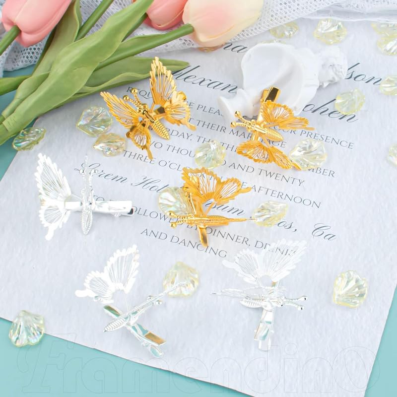Staila 6 PCS 3D Hair Clips - Gold & Silver Metal Moving Butterfly Hair Barrettes for Women & Girls | Cute Hair Accessories for Parties, Weddings & Daily Styling