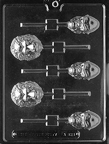 Candyland Crafts Jungle Animal Face Lolly Chocolate Candy Mold - Food Safe, Durable & Reusable Plastic Chocolate Molds for DIY Candy Making, Baking Decorations, Party Favors, and Holiday Treats | A120