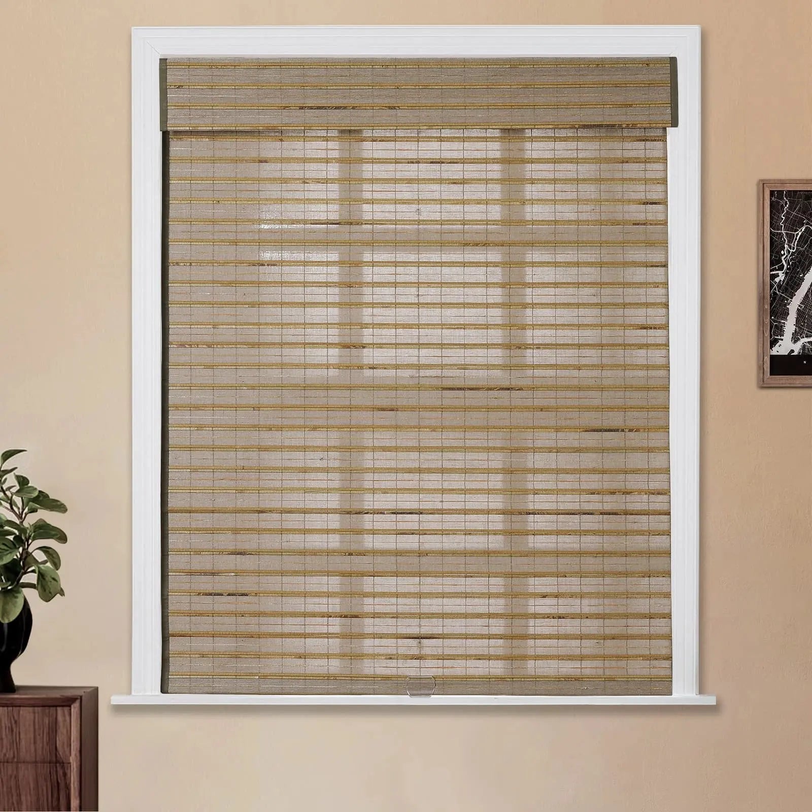 Natural Flax Bamboo Woven Window Shade | Eco-Friendly Rattan Blinds for Home & Office | Perfect for Living Room, Bedroom, and Patio Privacy